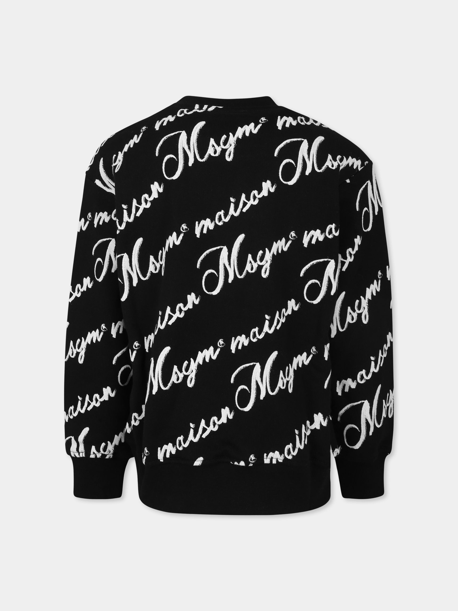 Felpa nera per bambini con logo bianco,Msgm Kids,S4MSJGSW128 NERO