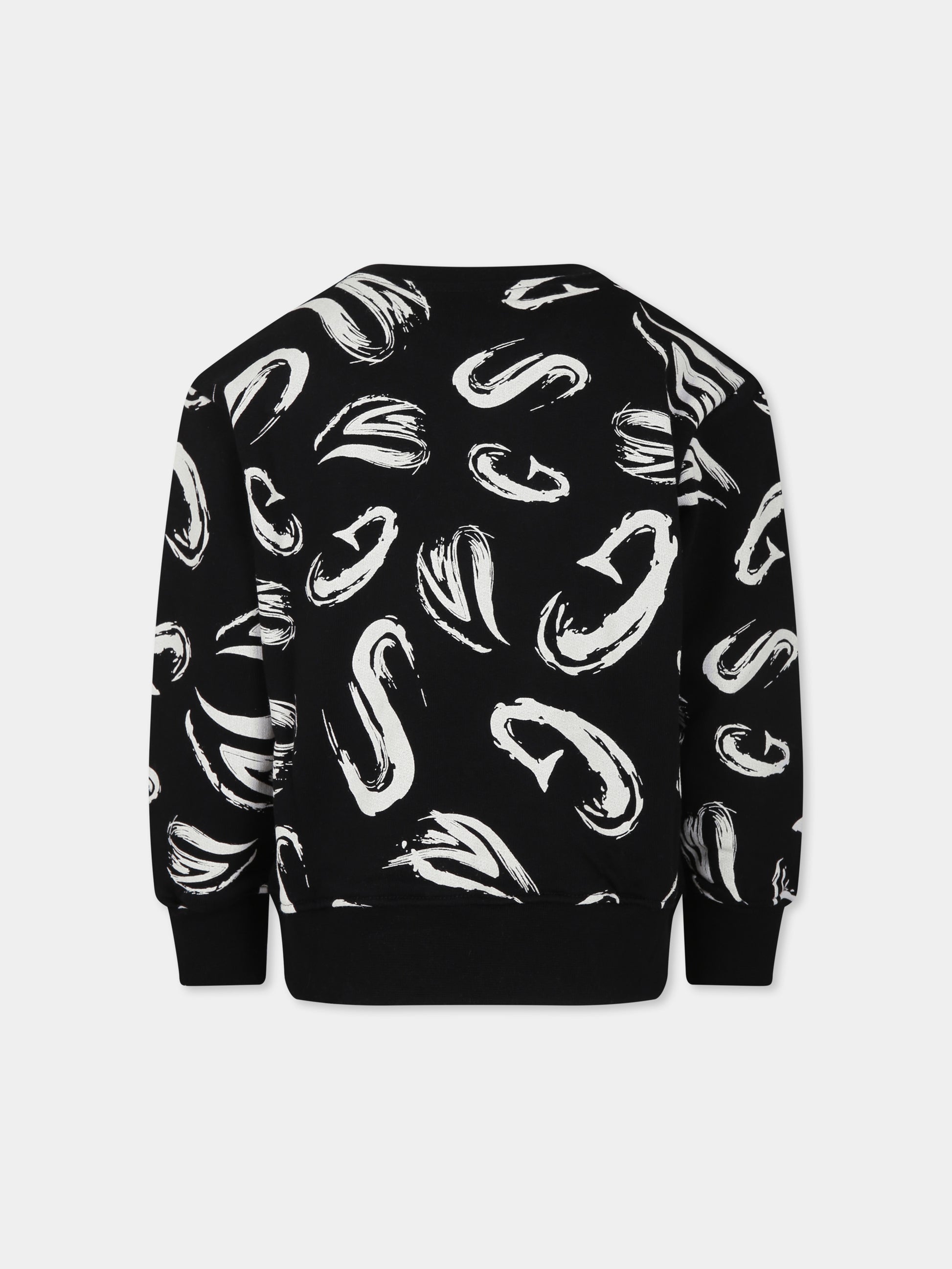 Felpa nera per bambini con logo bianco,Msgm Kids,S4MSJBSW249 NERO