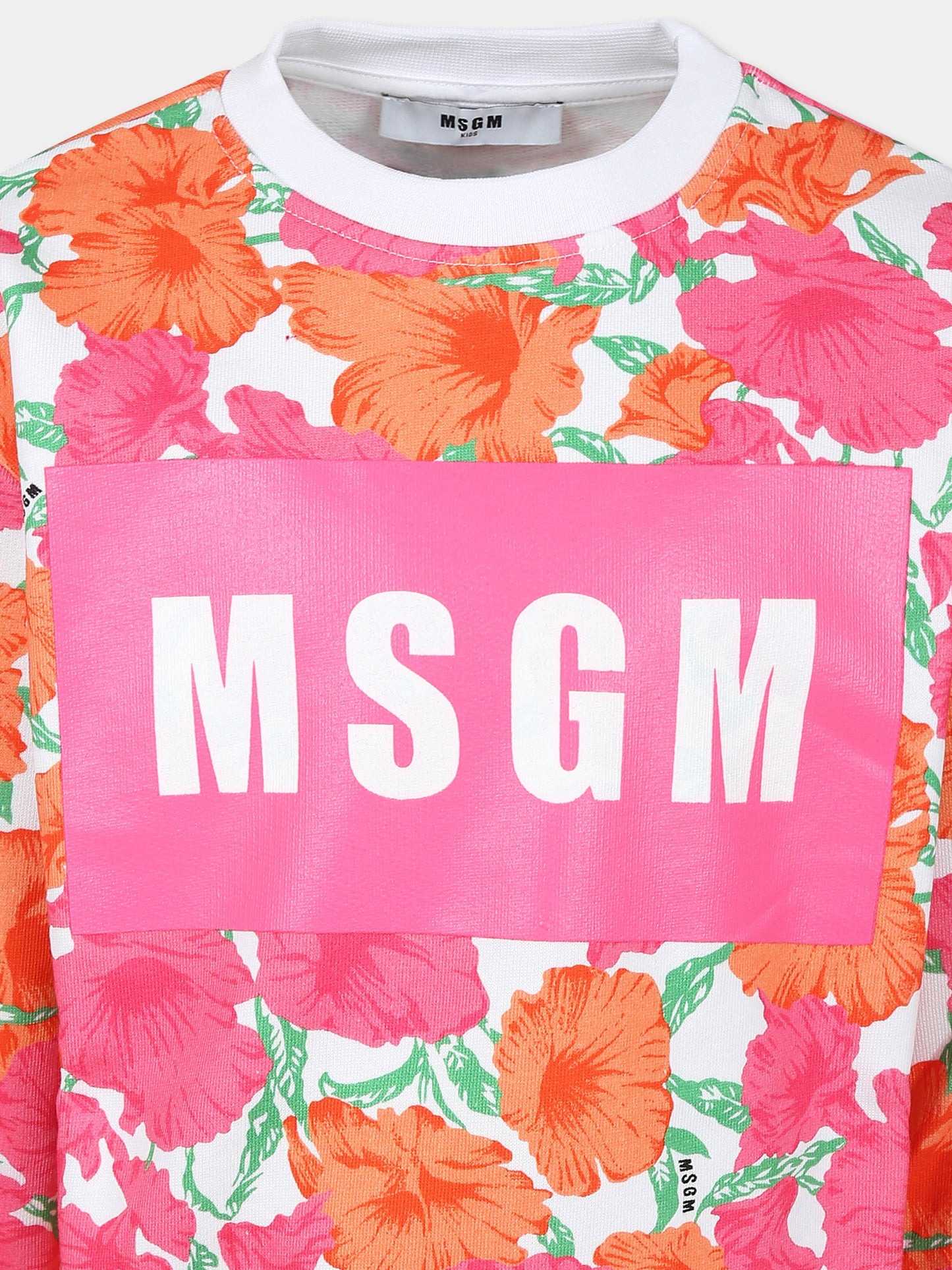 Felpa multicolor per bambina con stampa floreale,Msgm Kids,S4MSJGSW196 MULTICOLOR