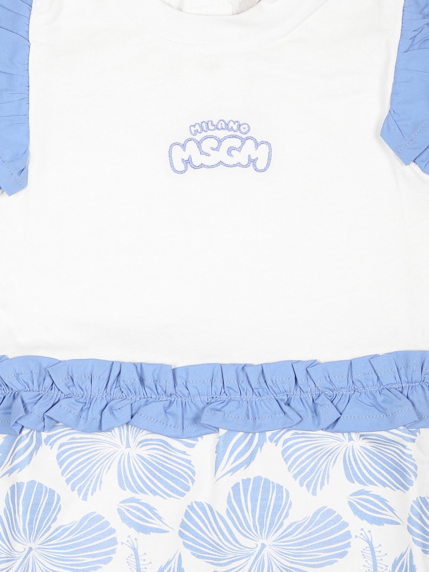 Vestito bianco per neonata con logo azzurro,Msgm Kids,S4MSNGDR294 SKY