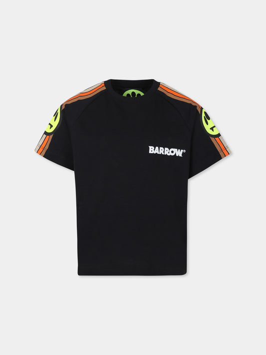 T-shirt nera per bambini con smile,Barrow,S4BKJUTH017 110
