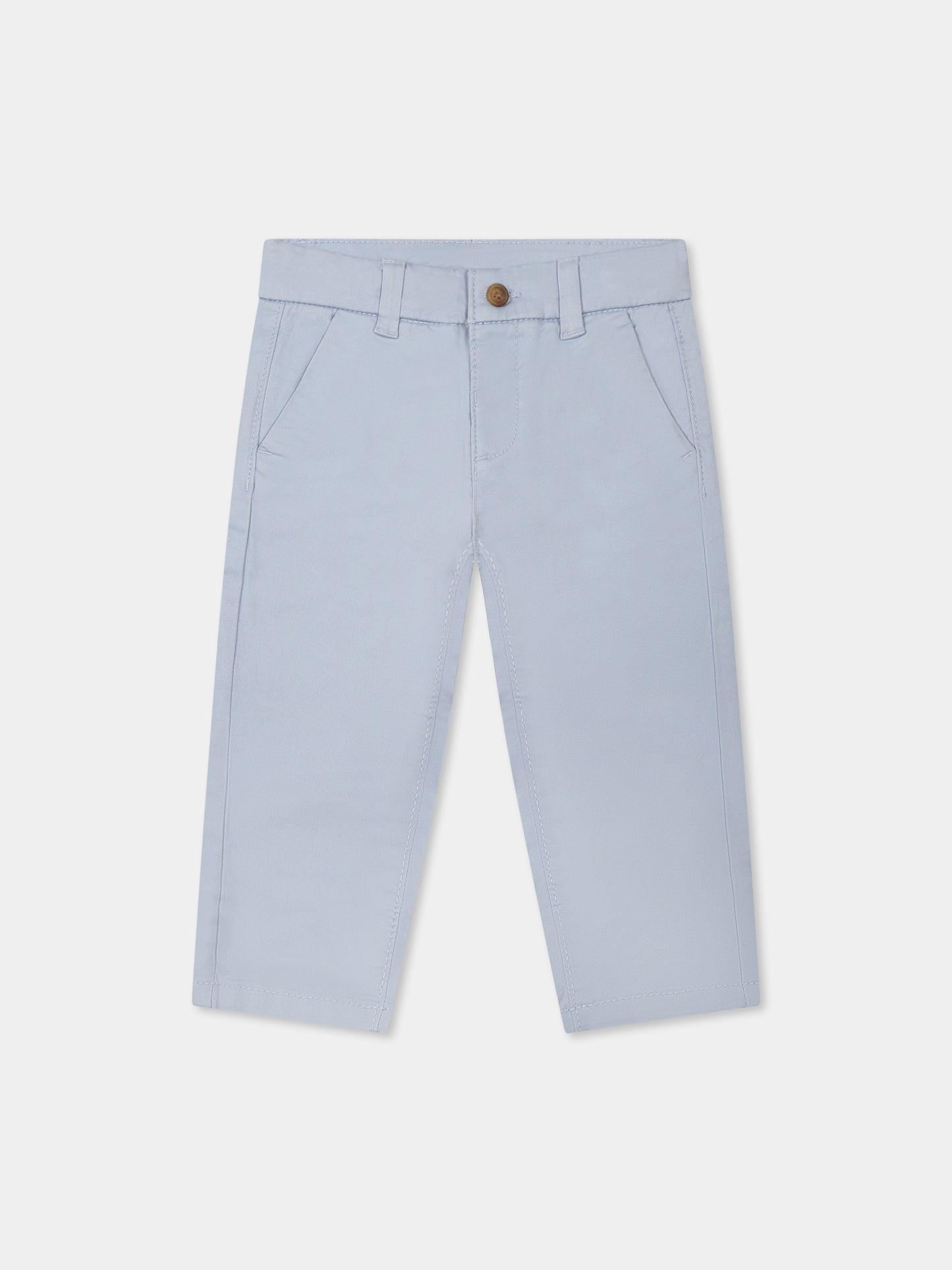 Light blue trousers for baby boy with logo