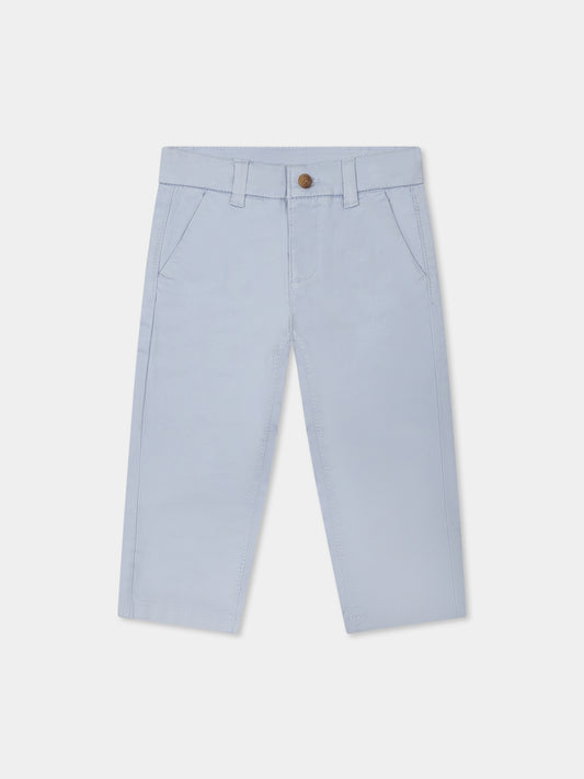 Light blue trousers for baby boy with logo