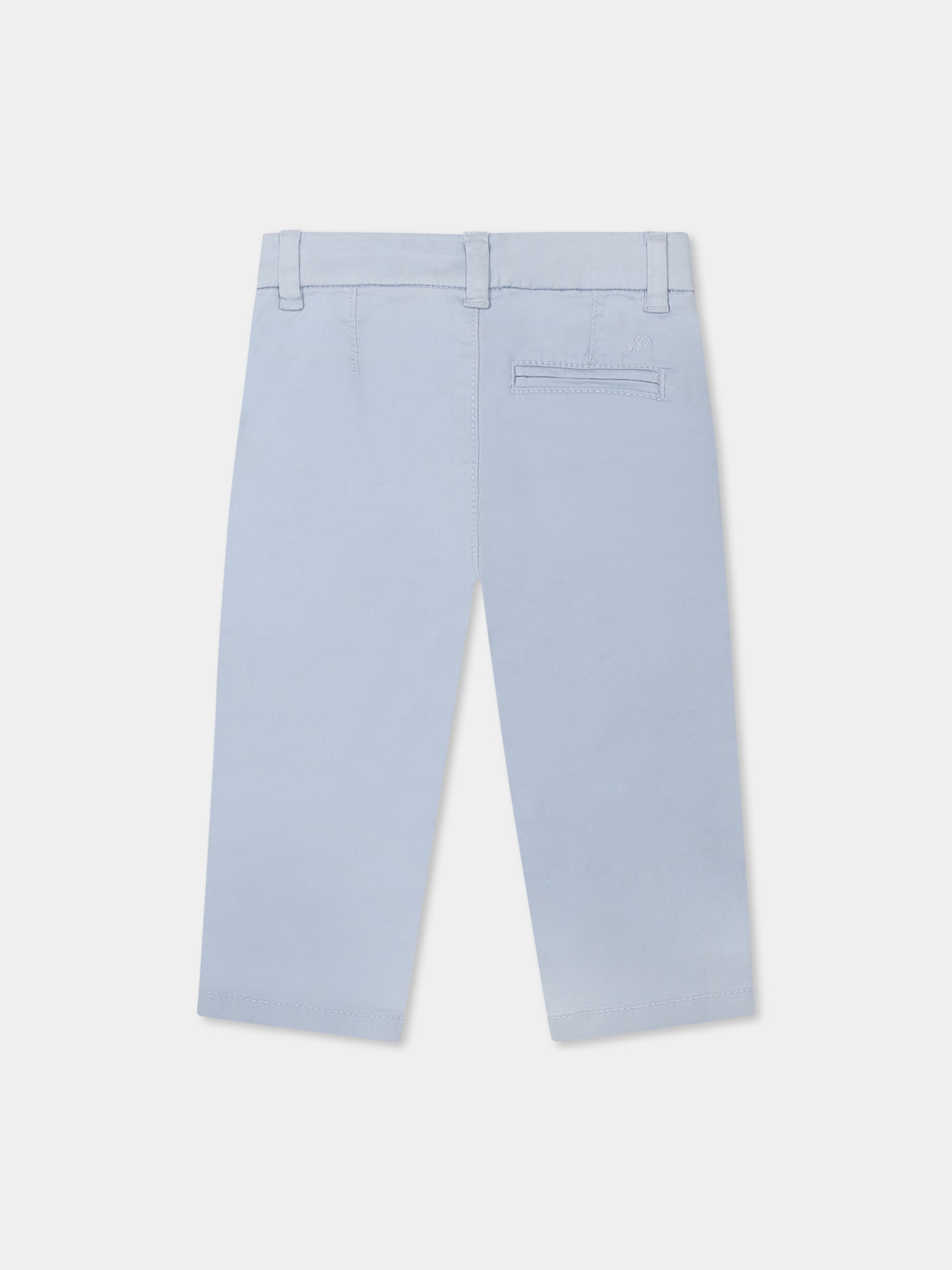 Light blue trousers for baby boy with logo