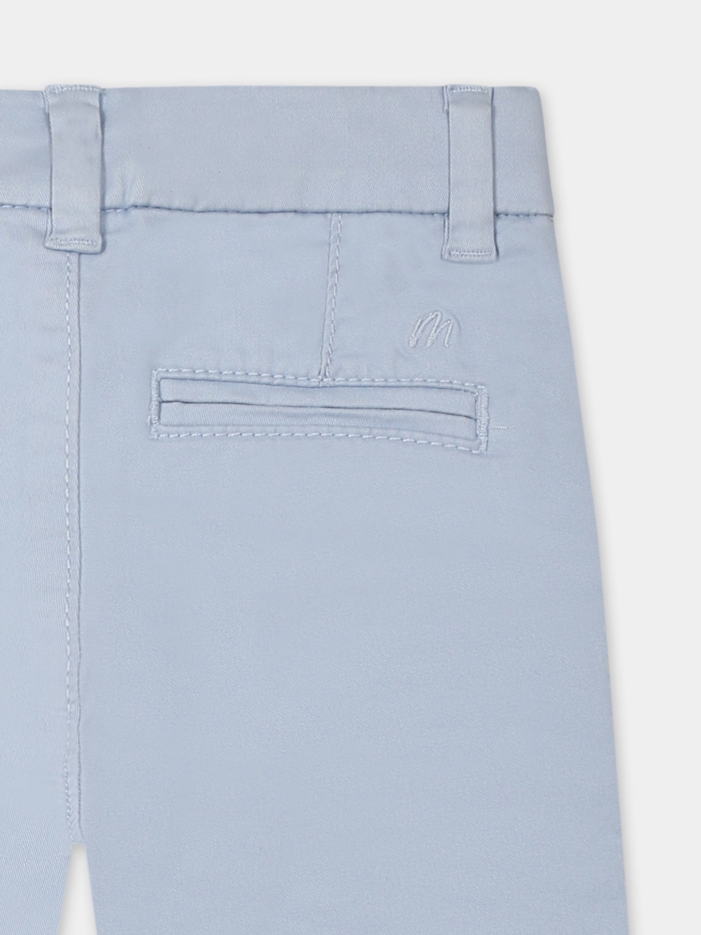 Light blue trousers for baby boy with logo