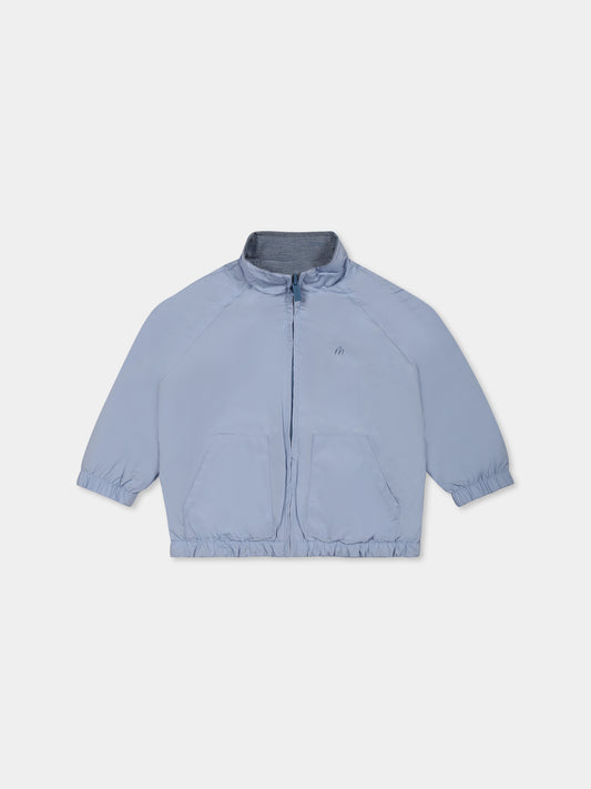 Giacca a vento reversibile celesteper neonato con logo,Mayoral,1476 067