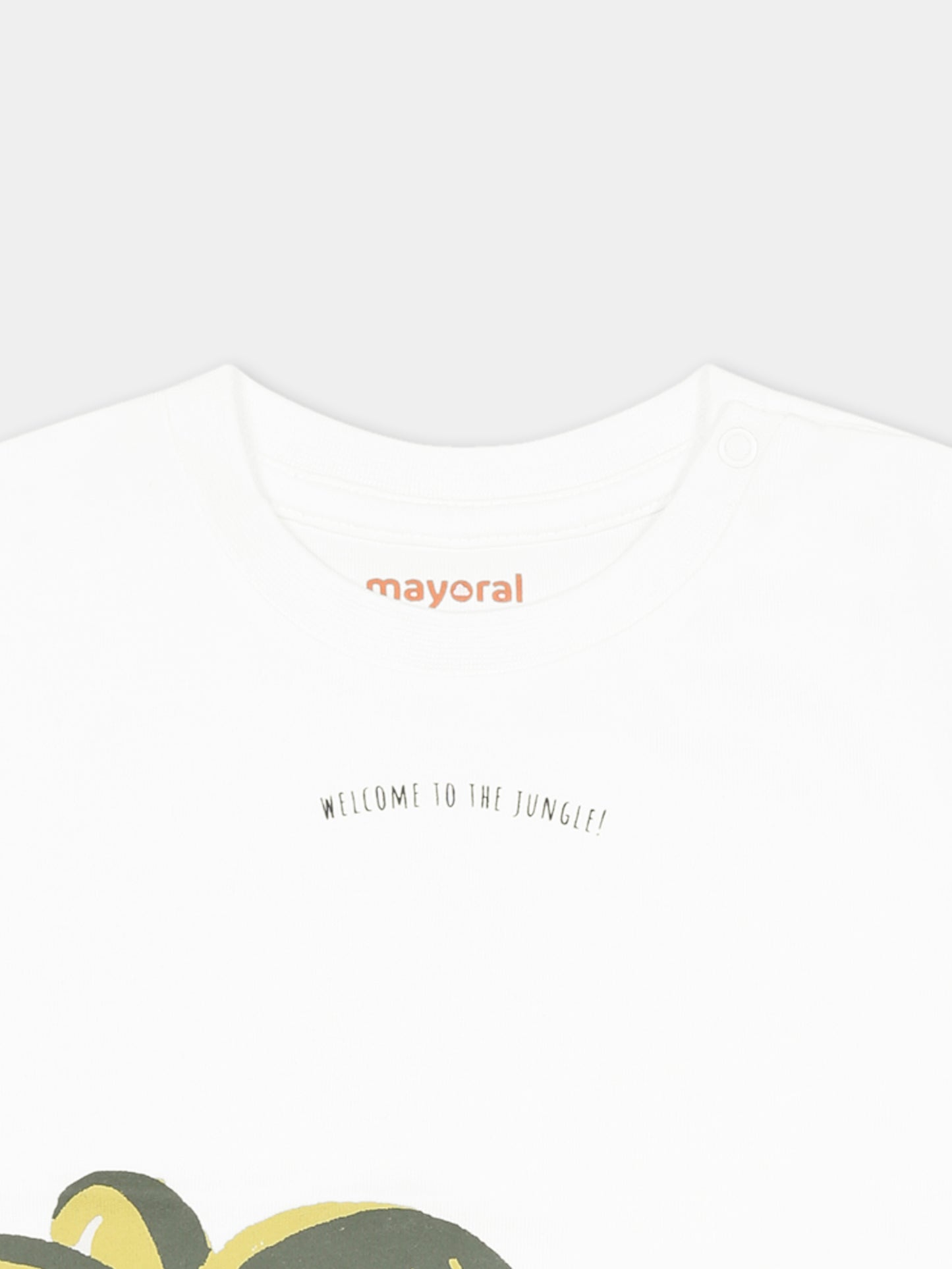 T-shirt bianca per neonato con animali della giungla,Mayoral,1057 024