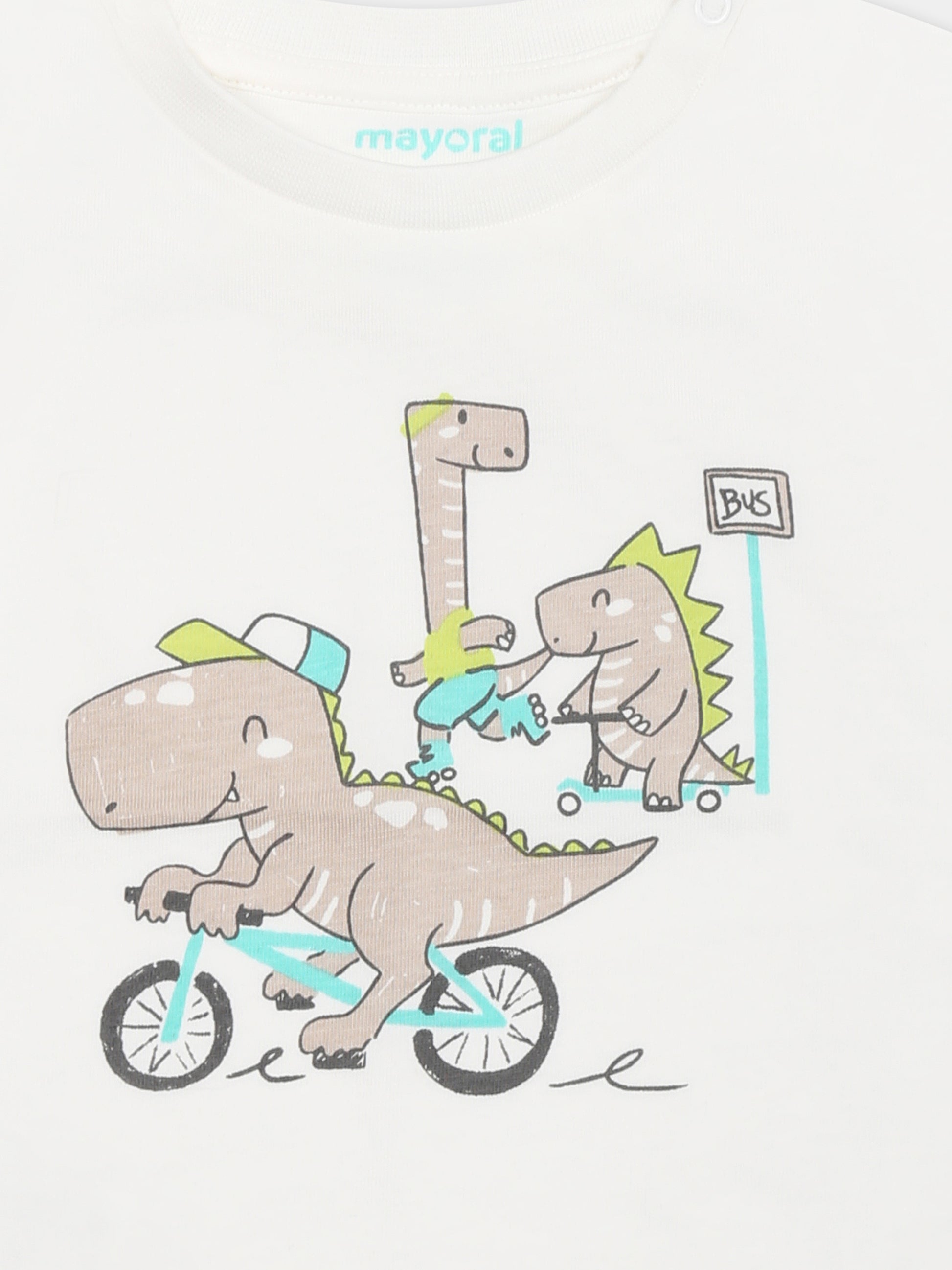 T-shirt bianca per neonato con dinosauri,Mayoral,1062 057