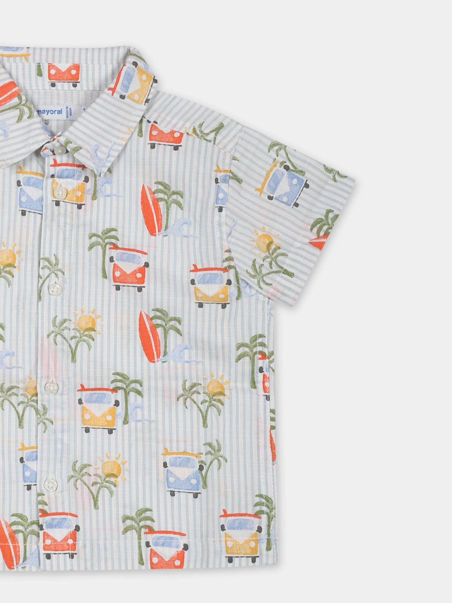 Camicia celeste per neonato stampa all-over,Mayoral,1112 077