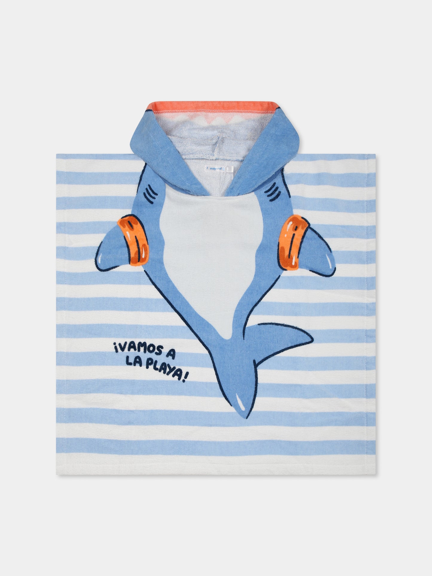 Accappatoio celeste per neonato con squalo,Mayoral,10894 074