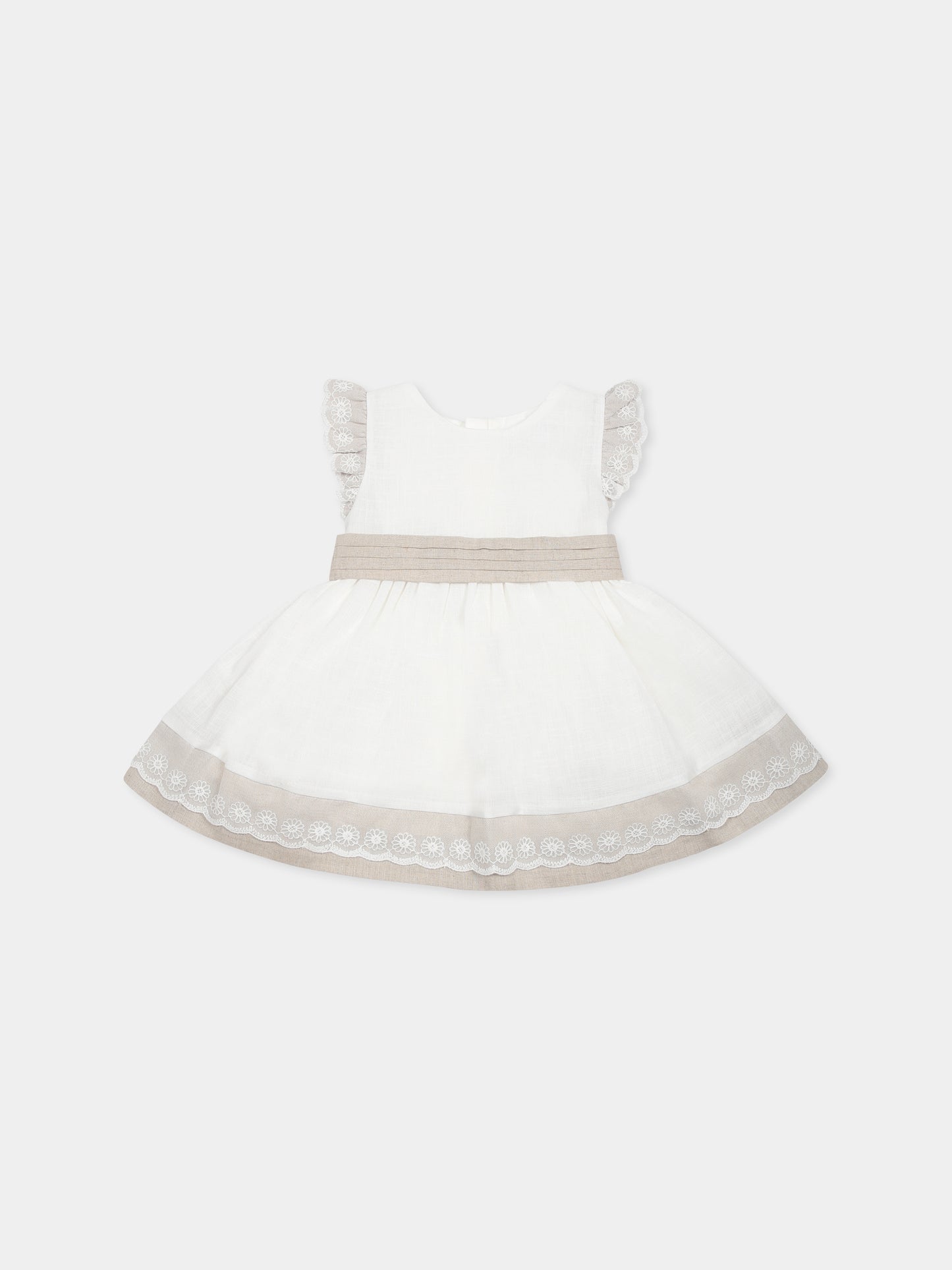 Ivory dress for baby girl with bow