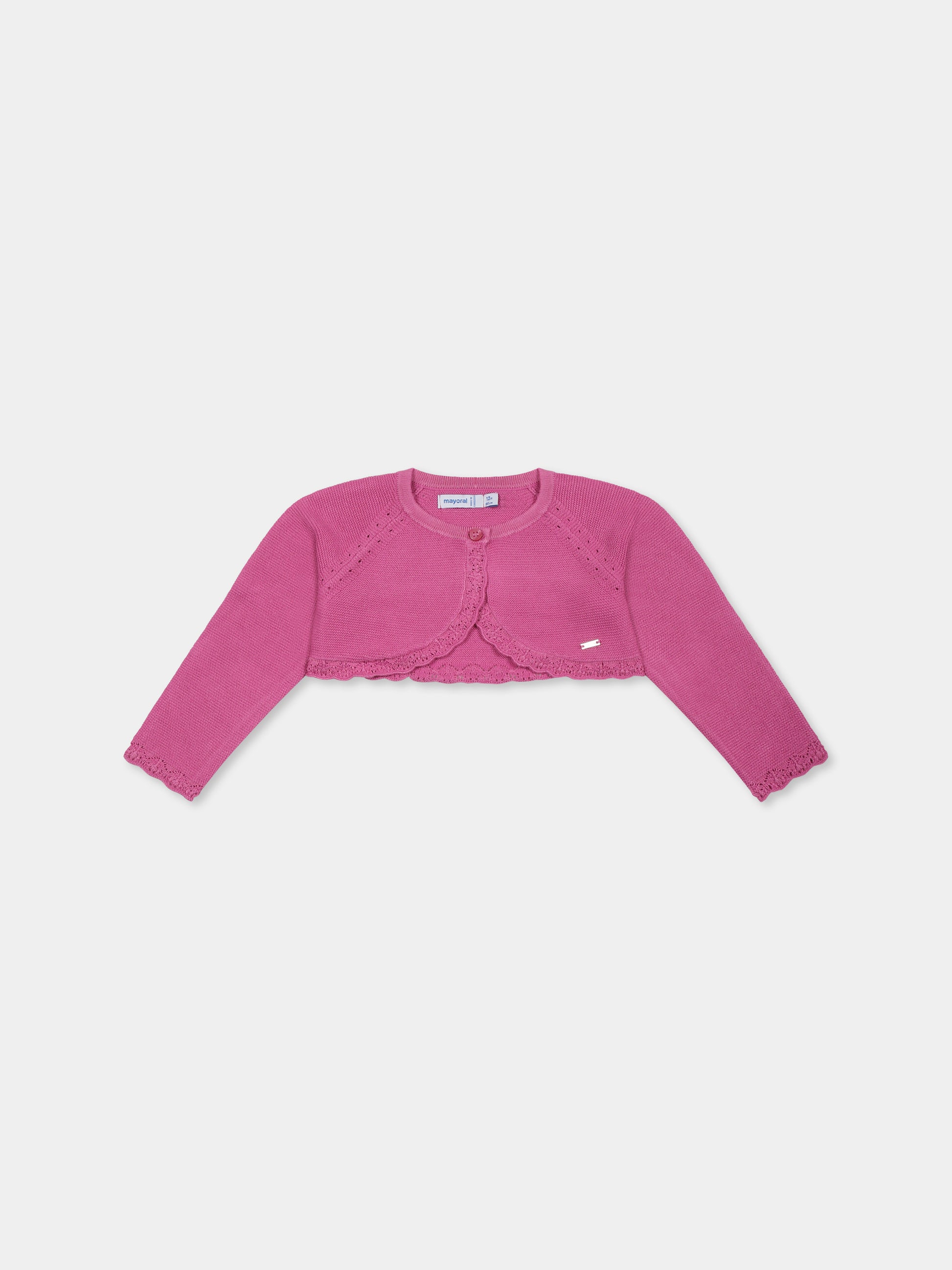 Cardigan fucsia per neonata con logo,Mayoral,306 045