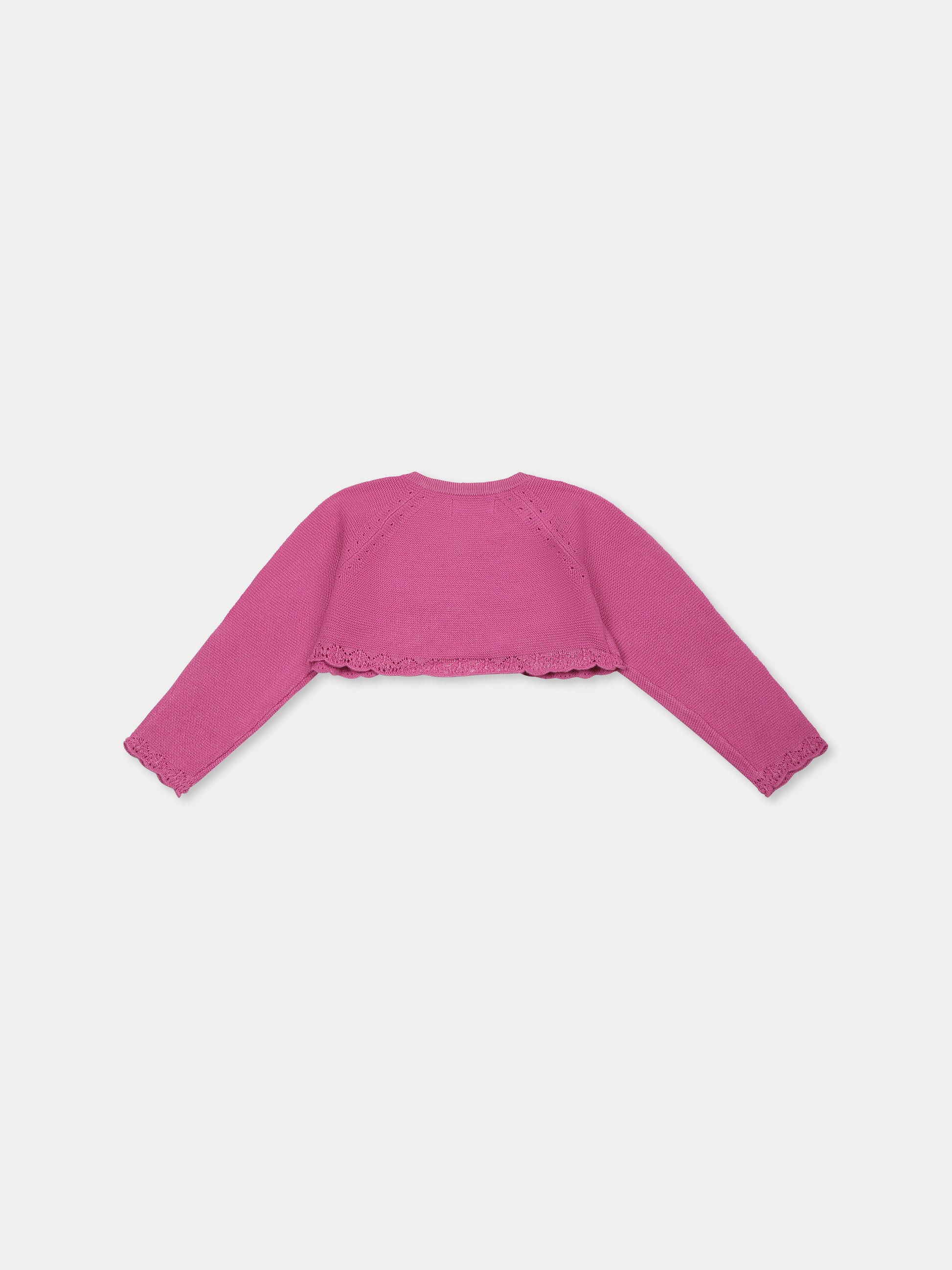 Cardigan fucsia per neonata con logo,Mayoral,306 045