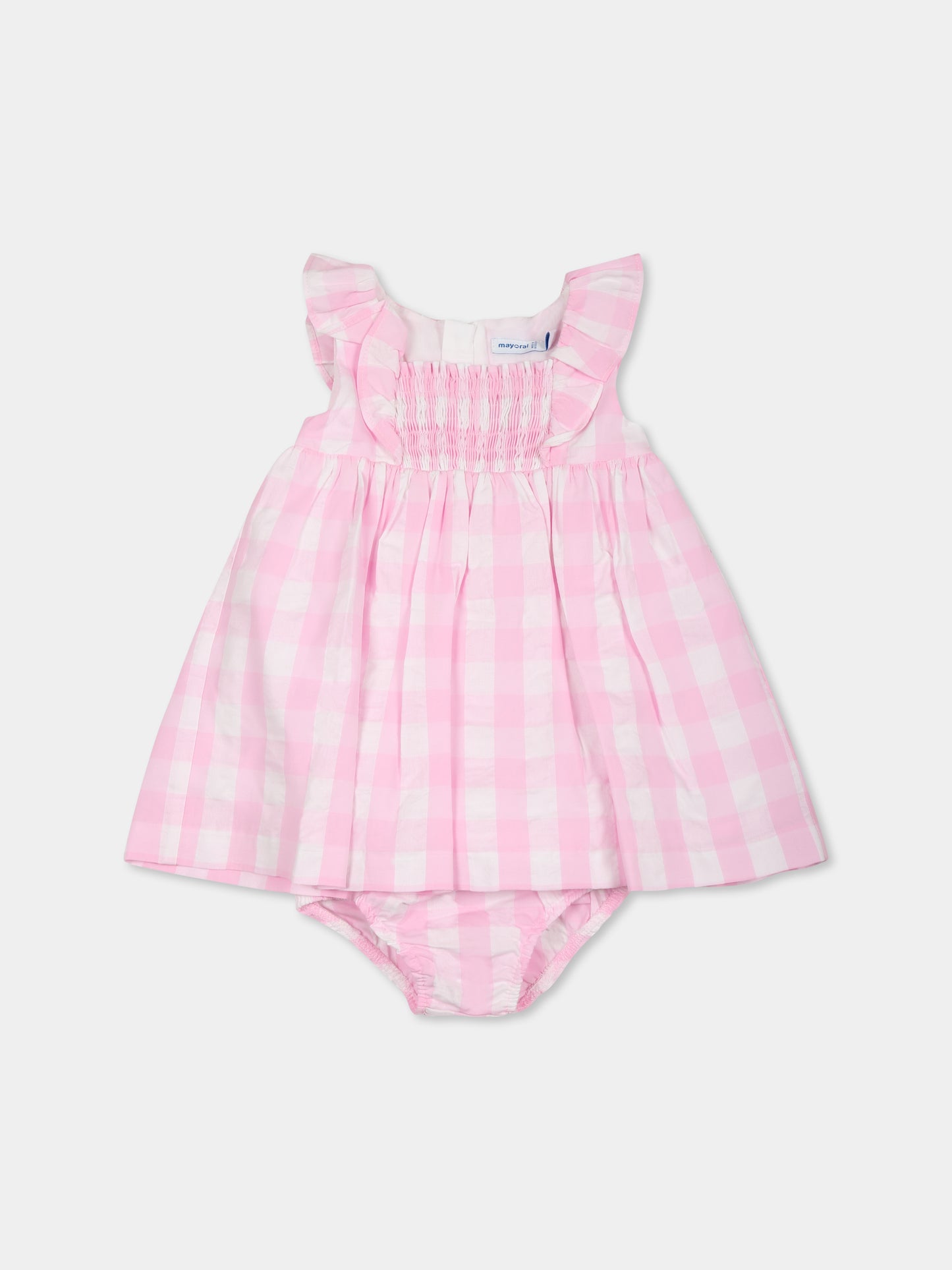 Vestito rosa per neonata con stampa vichy,Mayoral,1912 044