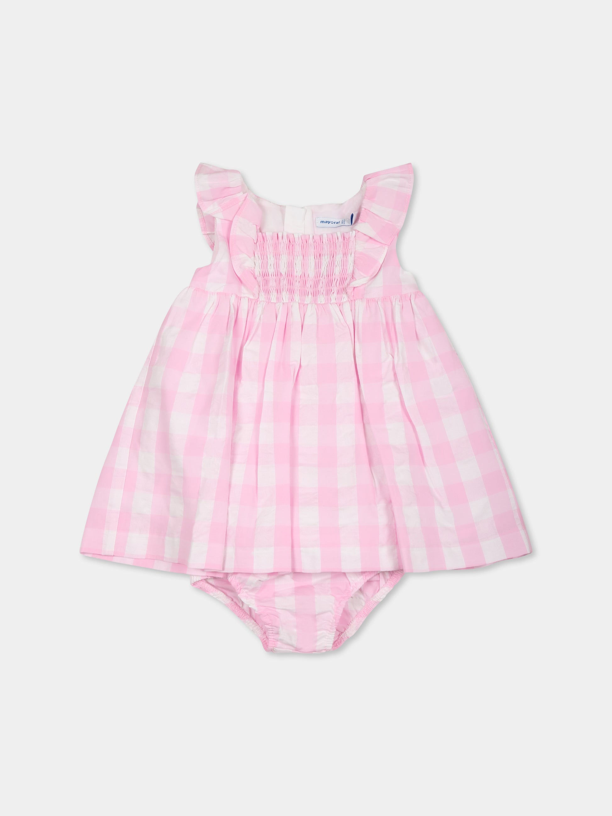 Vestito rosa per neonata con stampa vichy,Mayoral,1912 044