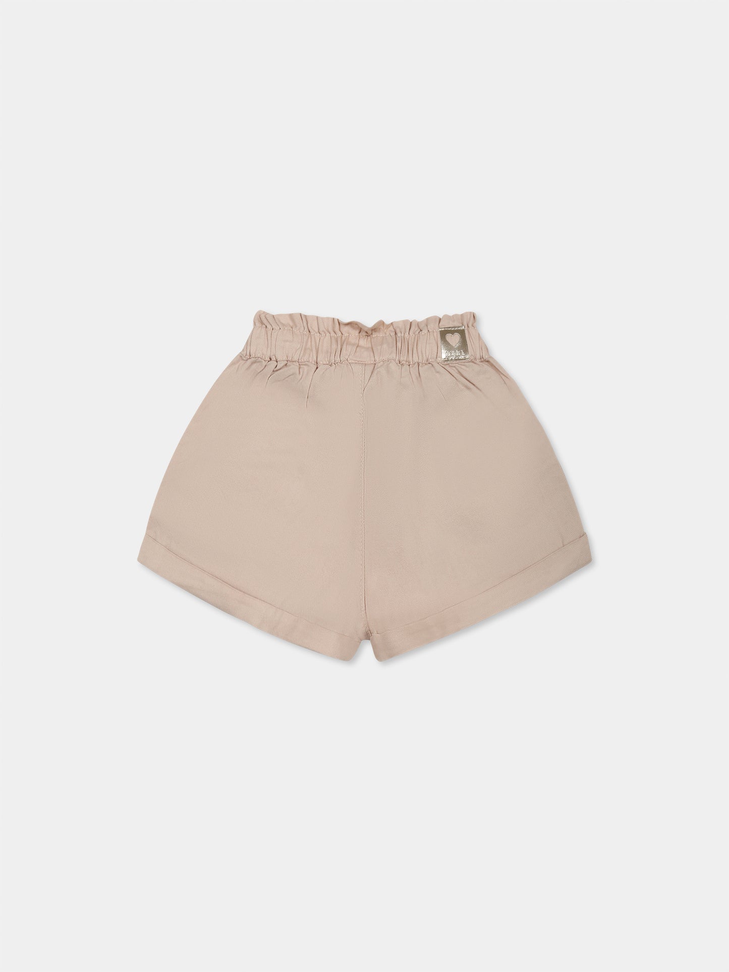 Beige shorts for baby girl with logo