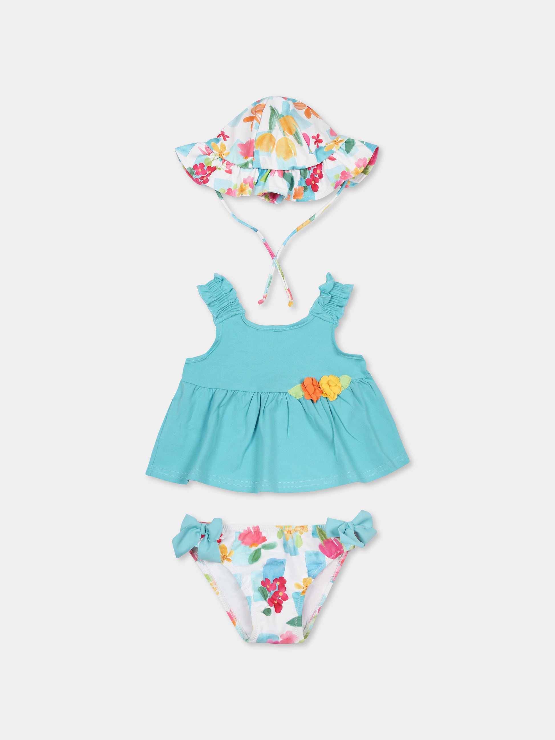 Bikini azzurro per neonata con fiori,Mayoral,1641 071