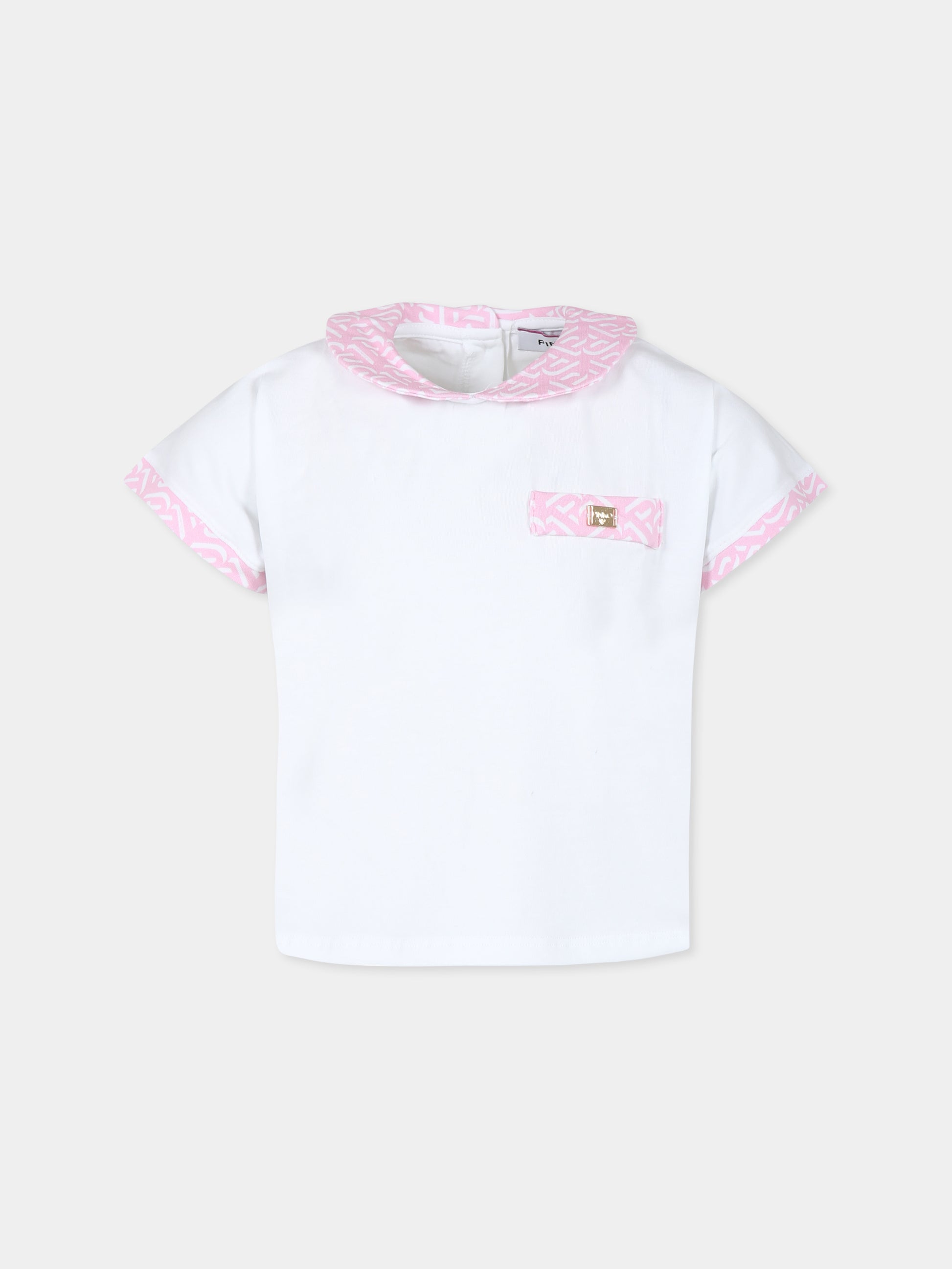 T-shirt bianca per bambina con logo,Pinko,S4PIBGTH125 002