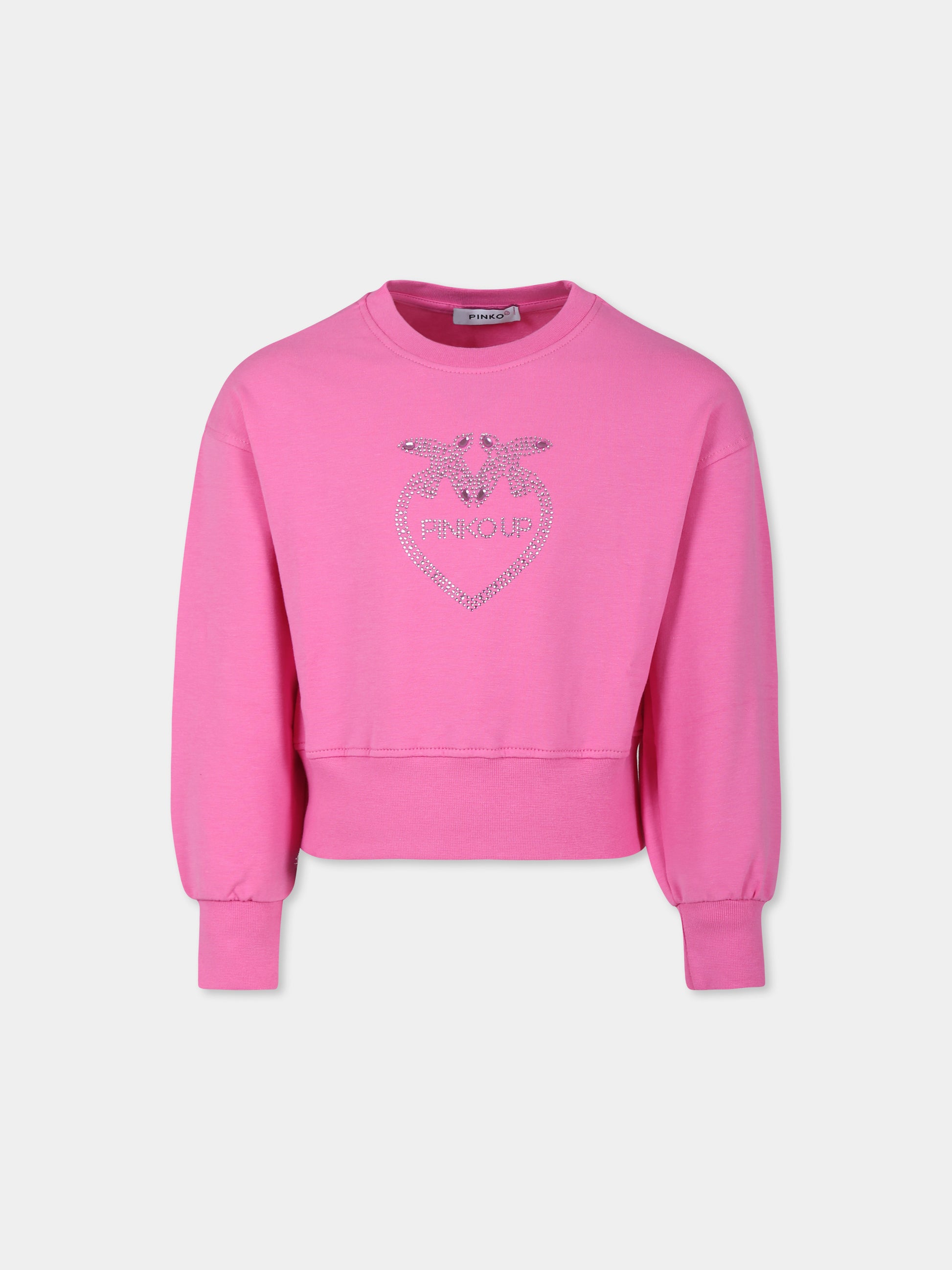 Felpa fucsia per bambina con cuore e logo,Pinko,S4PIJGSW057 045