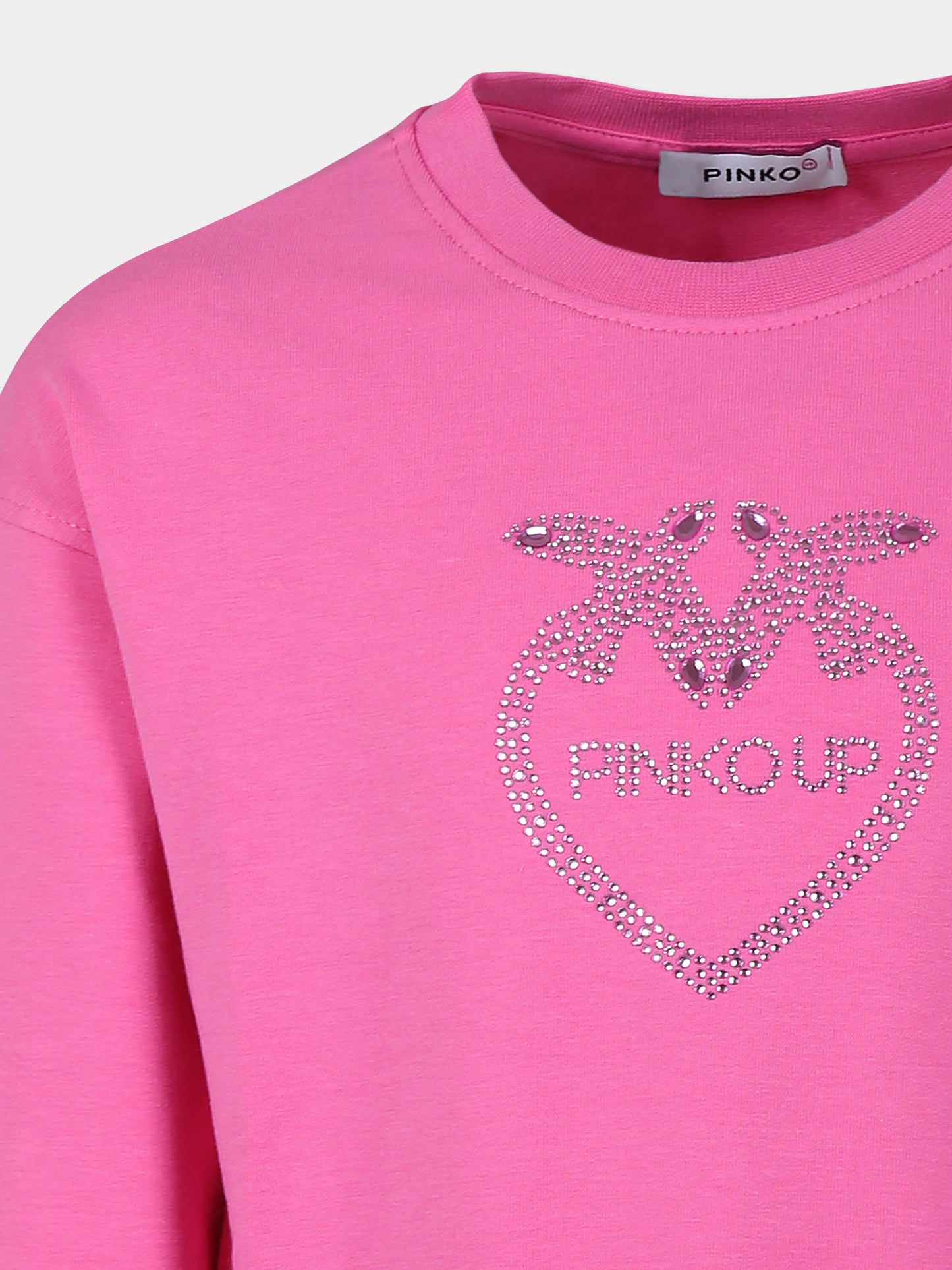 Felpa fucsia per bambina con cuore e logo,Pinko,S4PIJGSW057 045