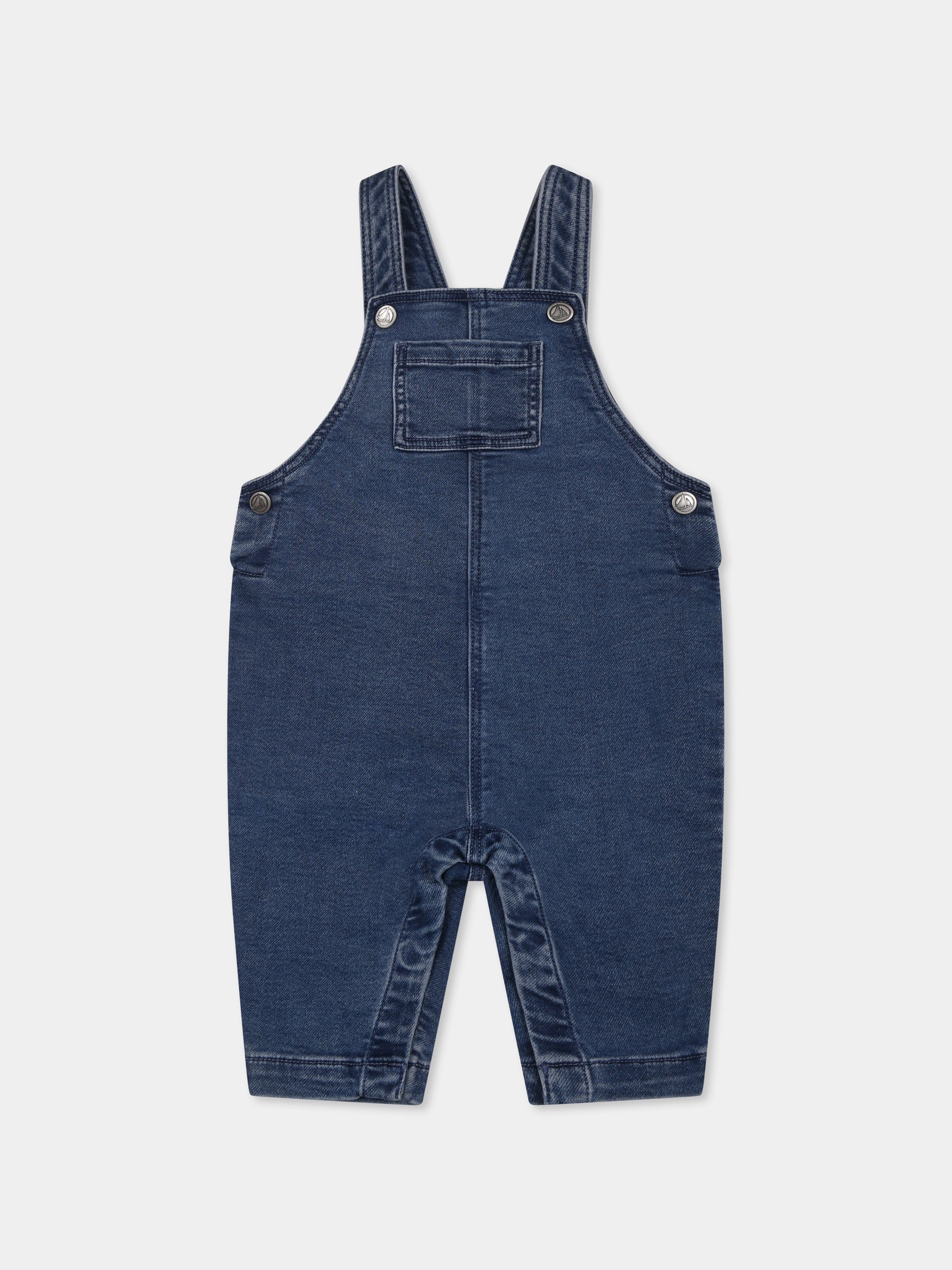 Salopette denim per neonati,Petit Bateau,A0CV8  BLEU DELAVE 01