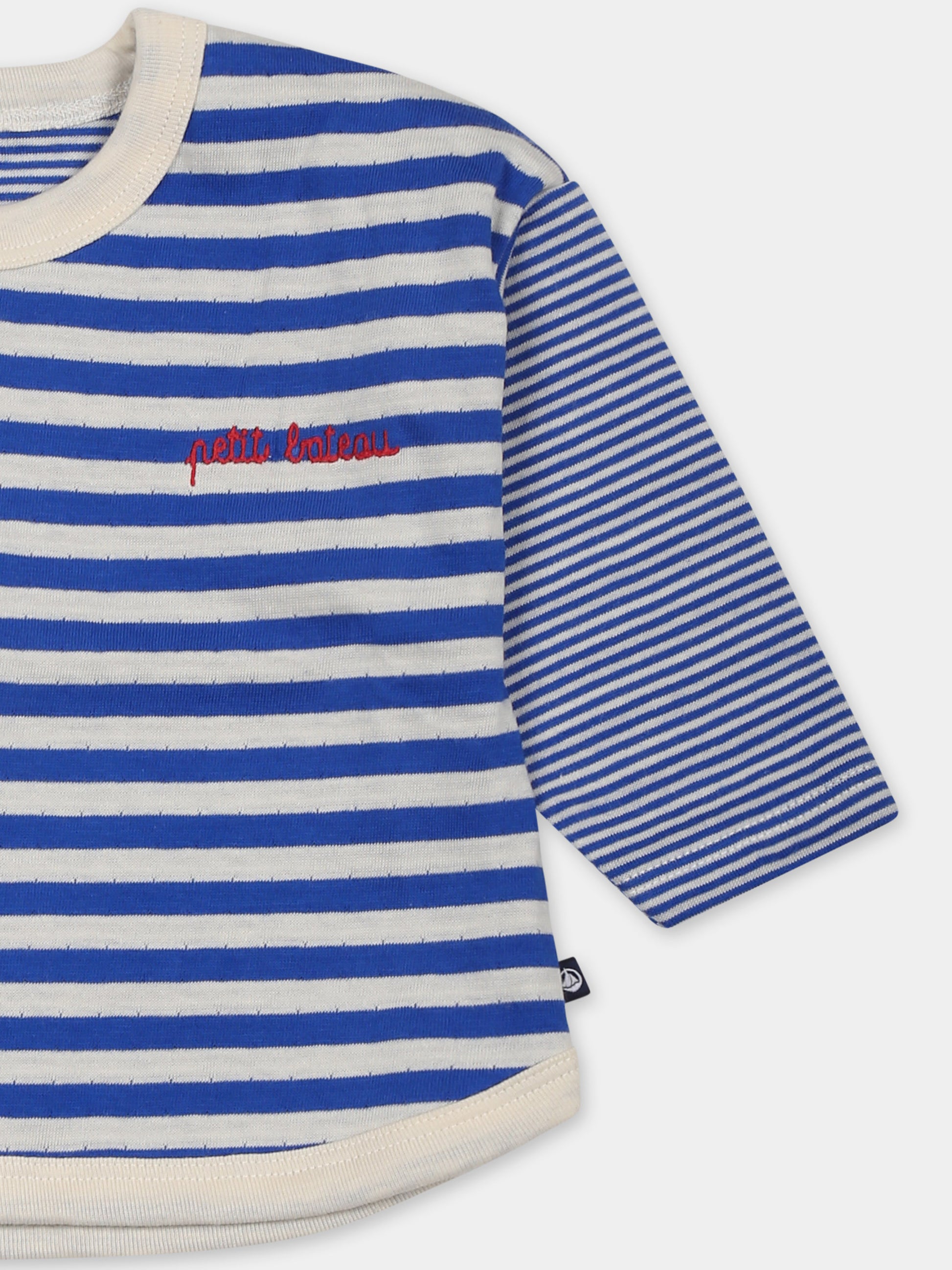 T-shirt azzzurra per neonati con logo,Petit Bateau,A0CW9 PERSE/AVALANCHE 02