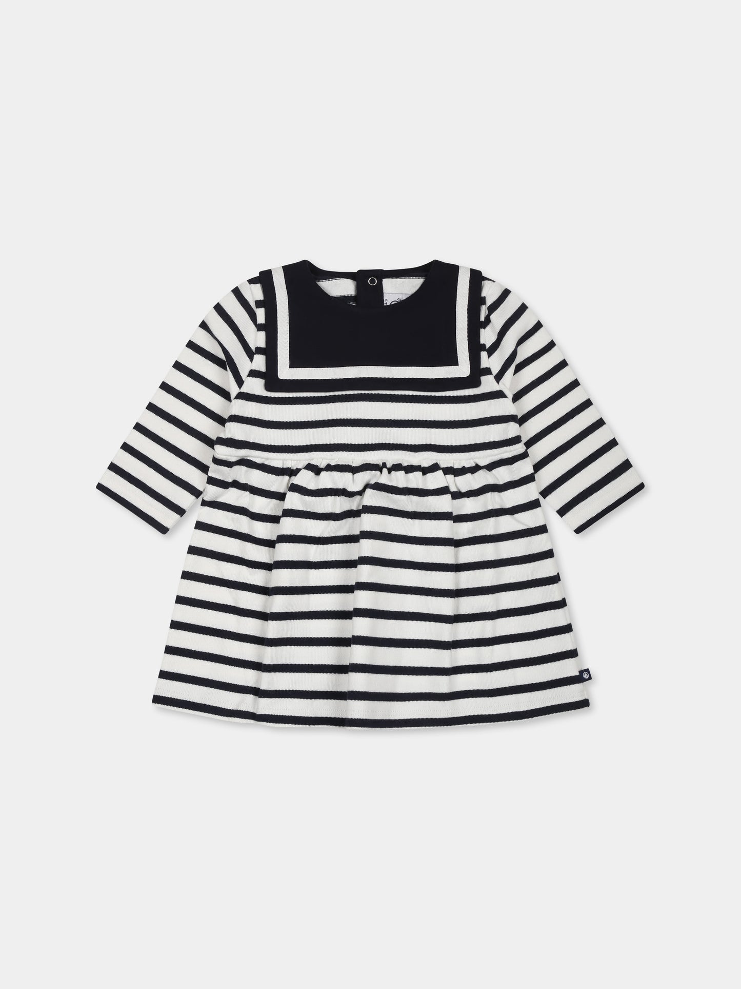 Vestito bianco per neonata,Petit Bateau,A0CNY MARSHMALLOW/SMOKING 01