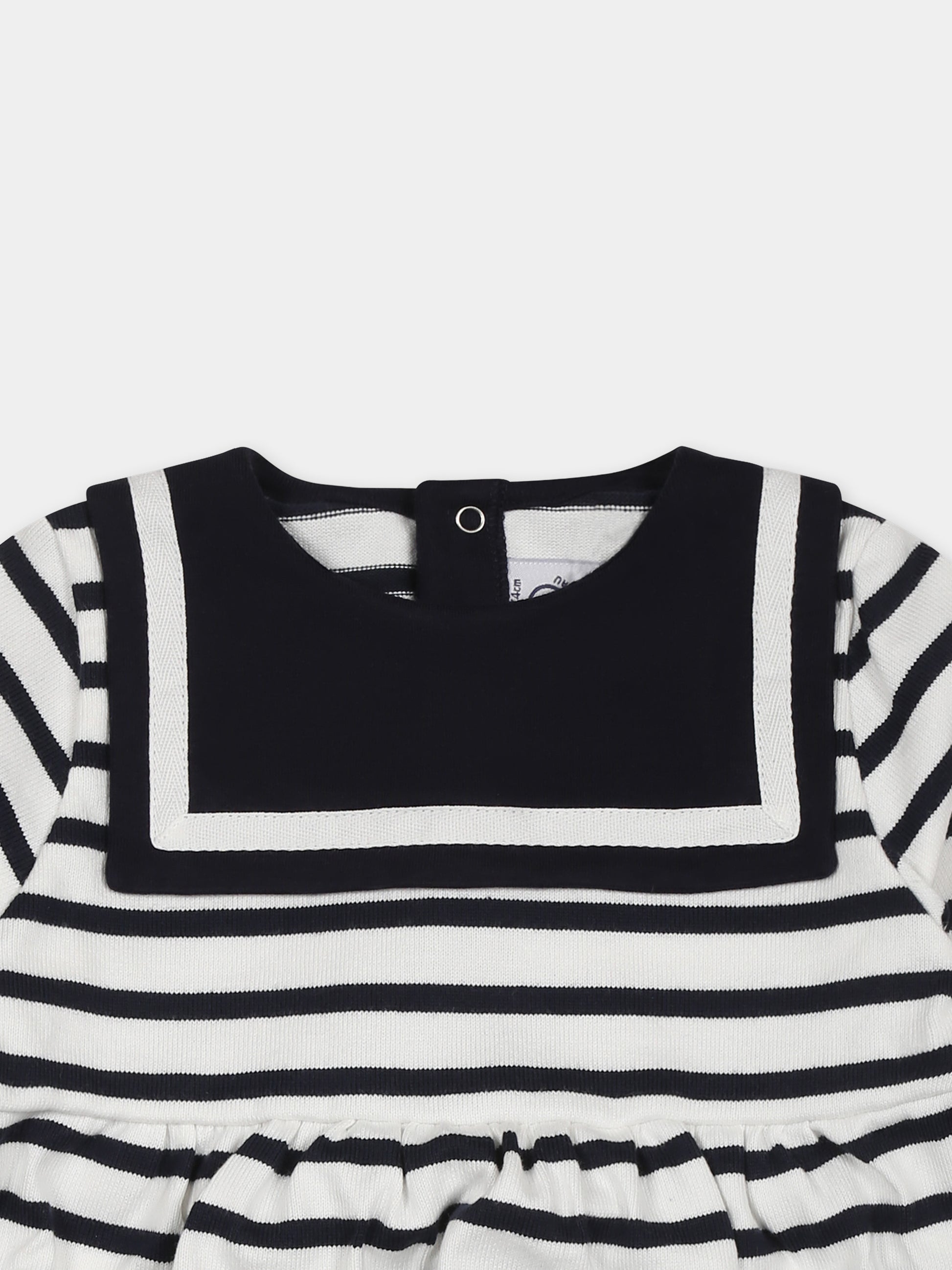 Vestito bianco per neonata,Petit Bateau,A0CNY MARSHMALLOW/SMOKING 01