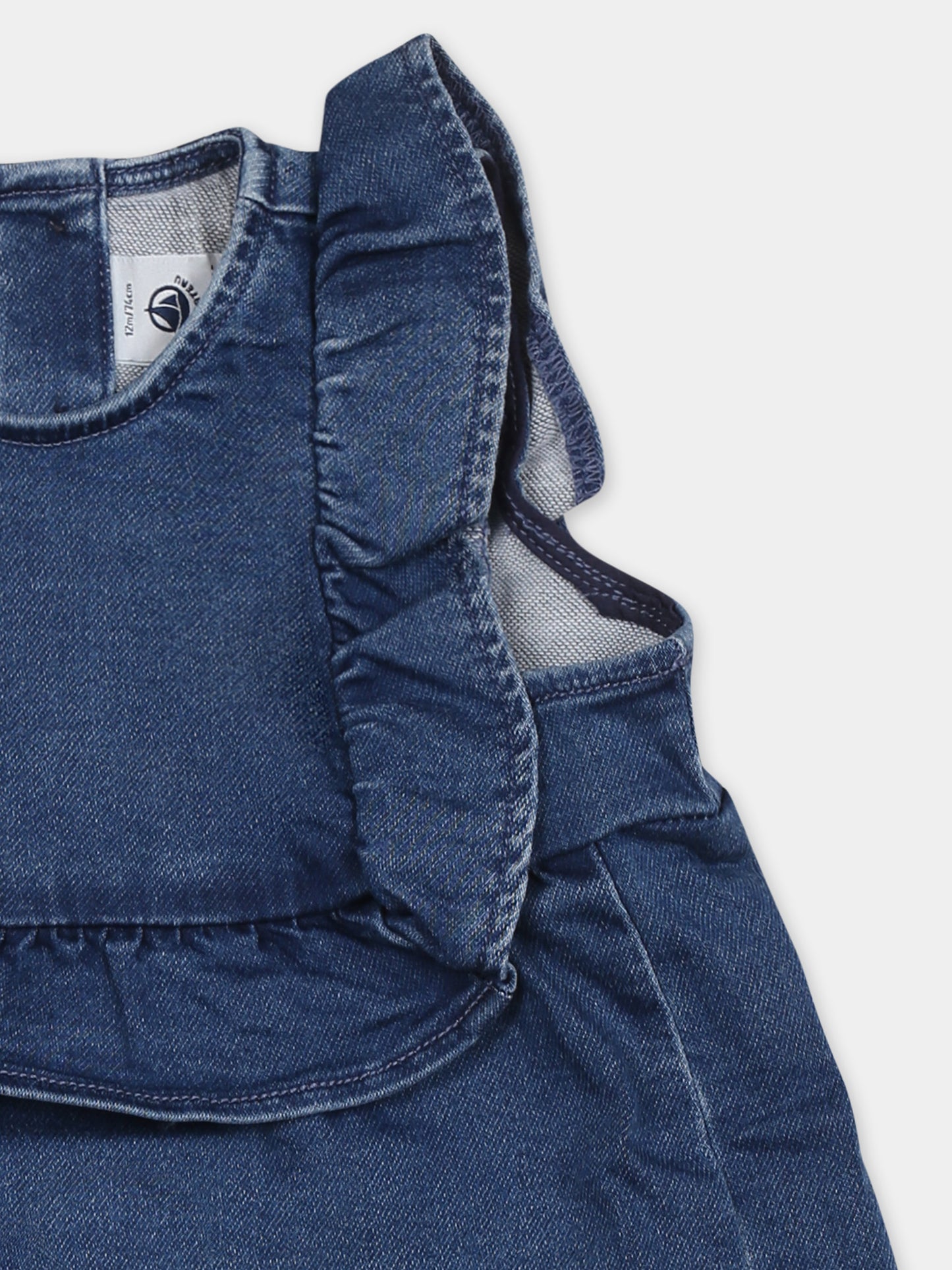 Vestito denim per neonata,Petit Bateau,A0CLK  BLEU DELAVE 01