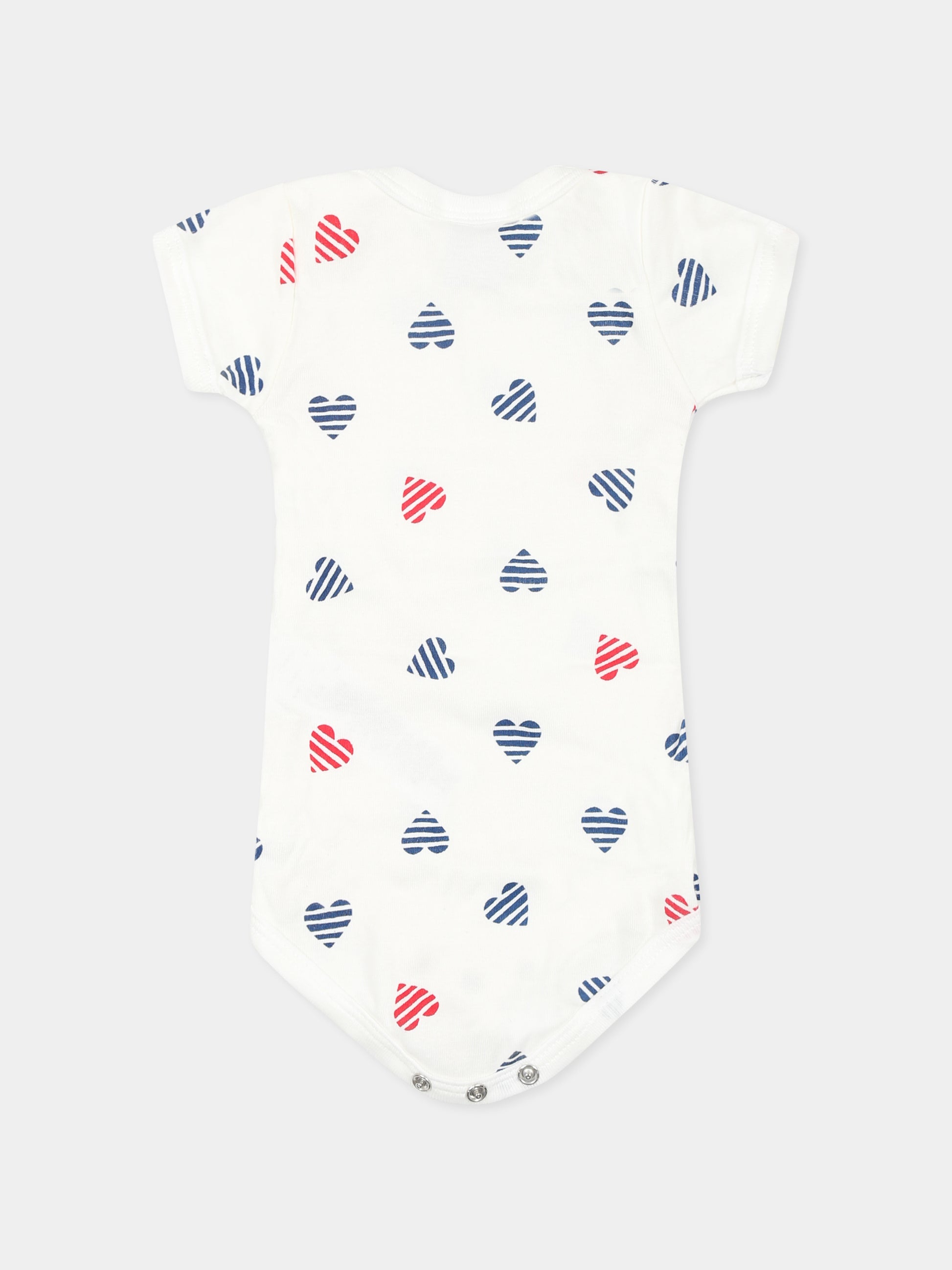 Set body bianco per neonati con cuori,Petit Bateau,A0CXD VARIANTE 1 00
