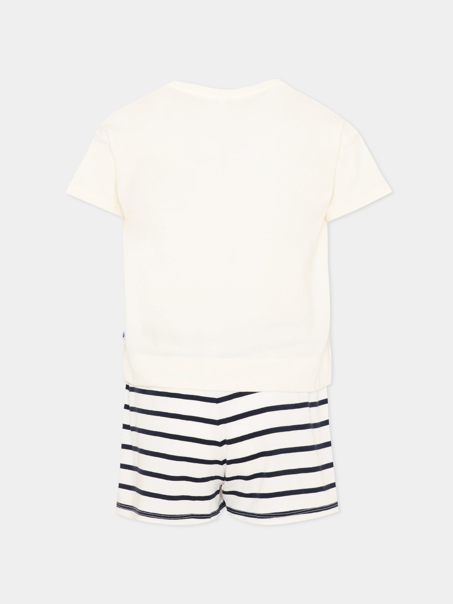 Pigiama bianco per bambina con cuore,Petit Bateau,A0CKD MARSHMALLOW/SMOKING 01
