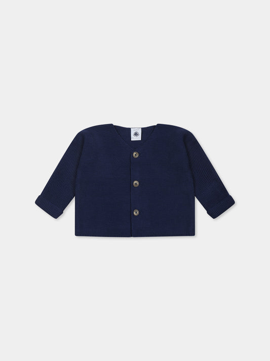 Cardigan blu per neonati con logo,Petit Bateau,A0CES MEDIEVAL 01