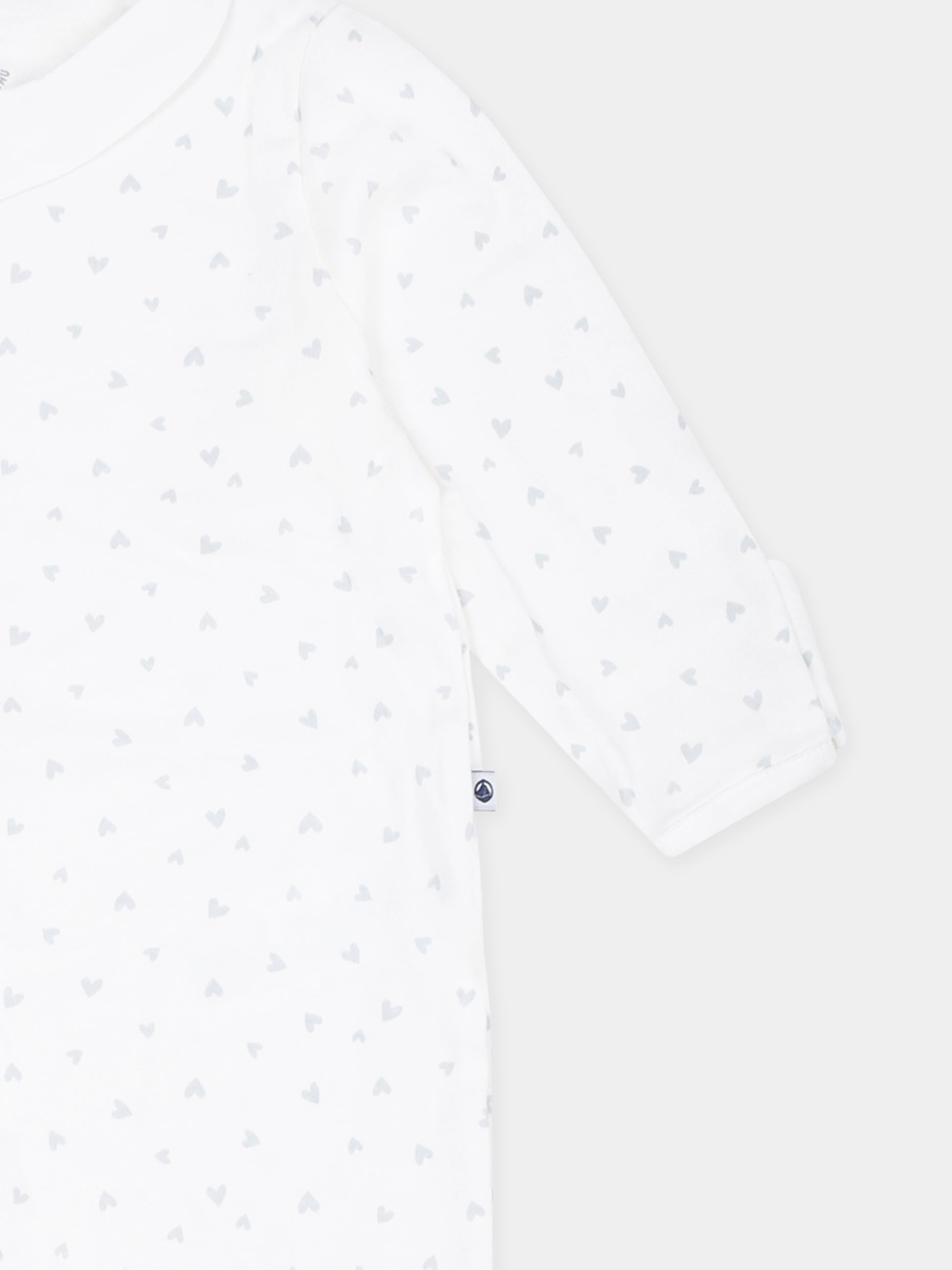 Tutina avorio per neonati con cuori all over,Petit Bateau,A0AV8 MARSHMALLOW/GOMME 01