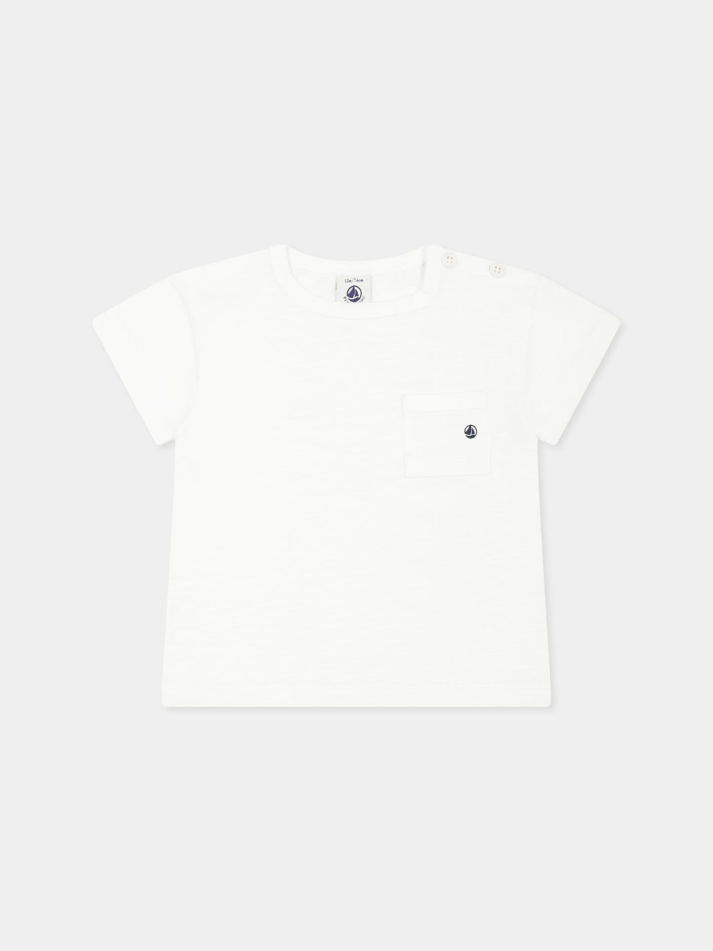 T-shirt bianca per neonato con logo,Petit Bateau,A0A0S MARSHMALLOW 09