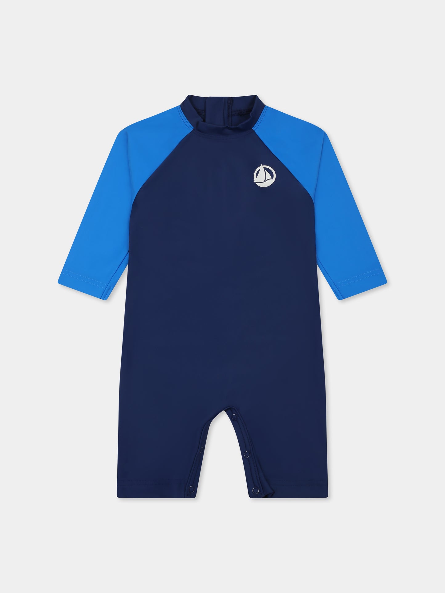 Tutina blu Anti UV per neonato con logo,Petit Bateau,A09UL MEDIEVAL/SURF 01