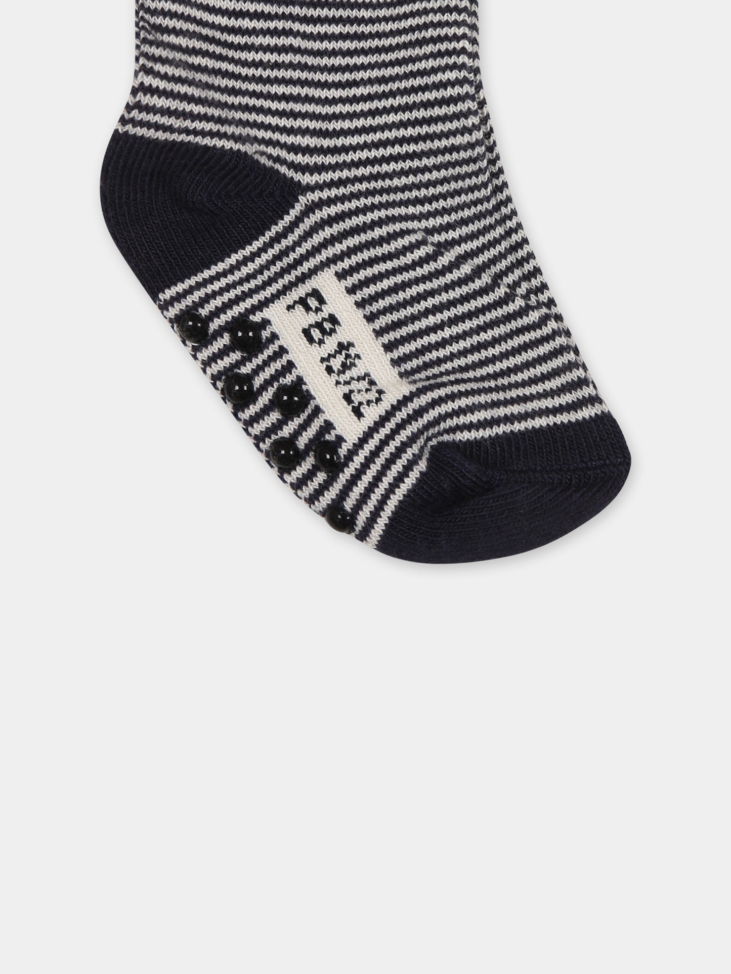 Calzini blu per neonato,Petit Bateau,A0AZI SMOKING/MARSHMALLOW 01