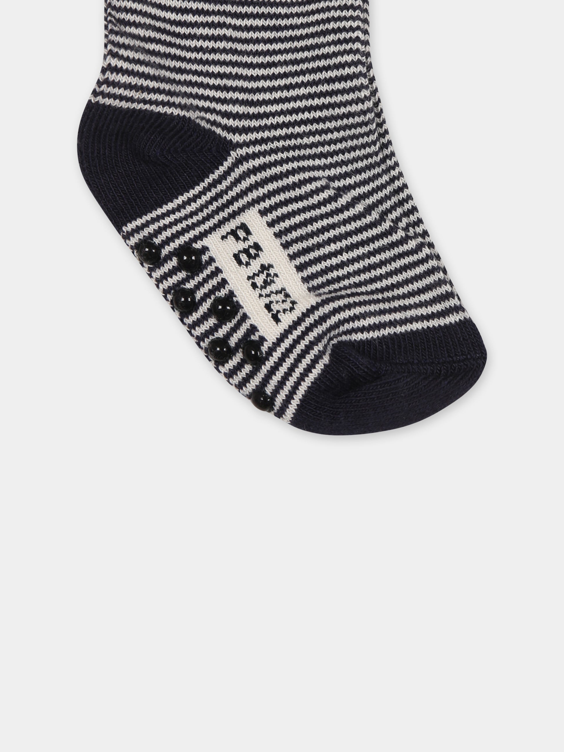 Calzini blu per neonato,Petit Bateau,A0AZI SMOKING/MARSHMALLOW 01