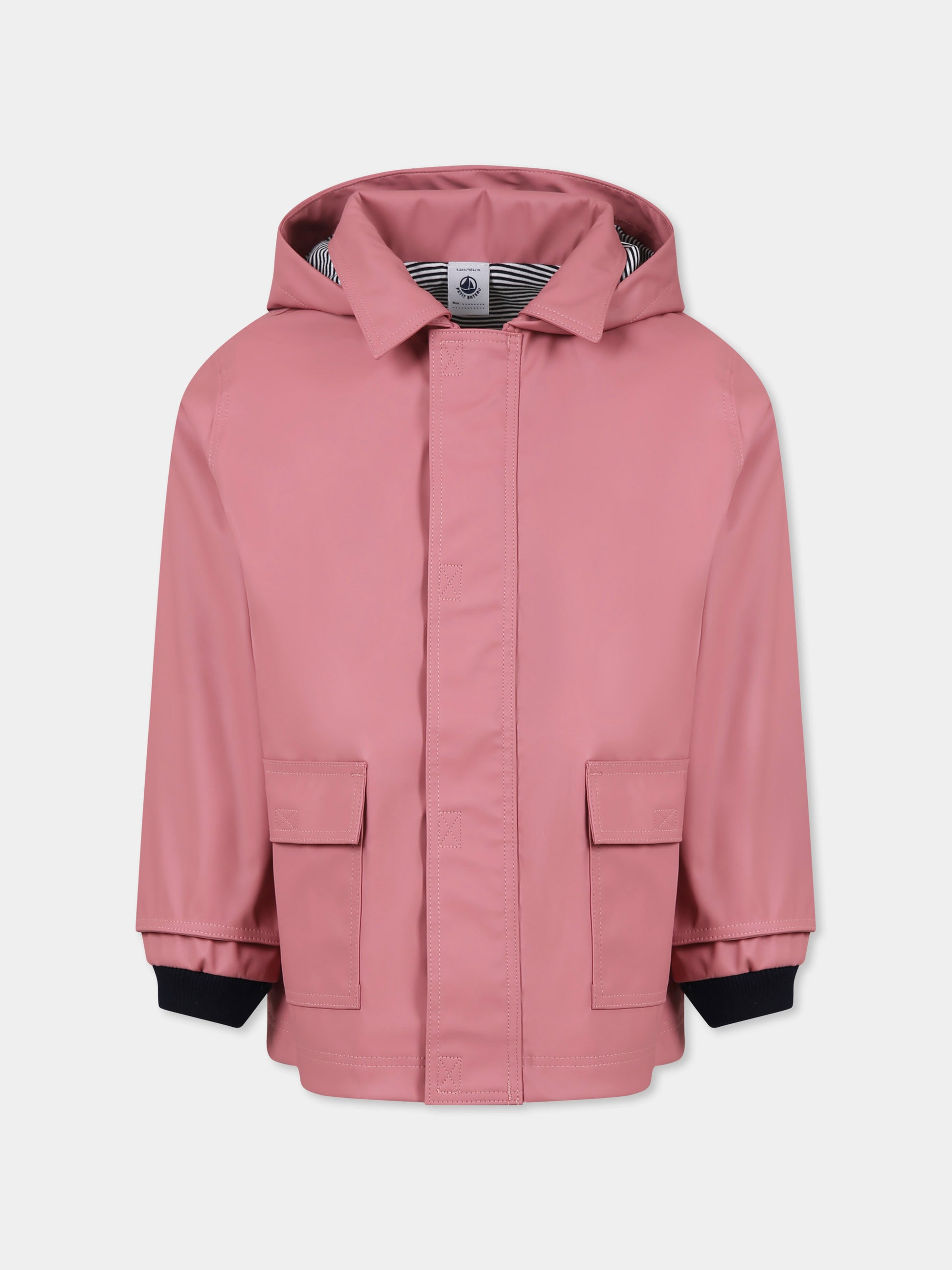 Impermeabile rosa per bambina,Petit Bateau,A0B09 ROSEWOOD 03