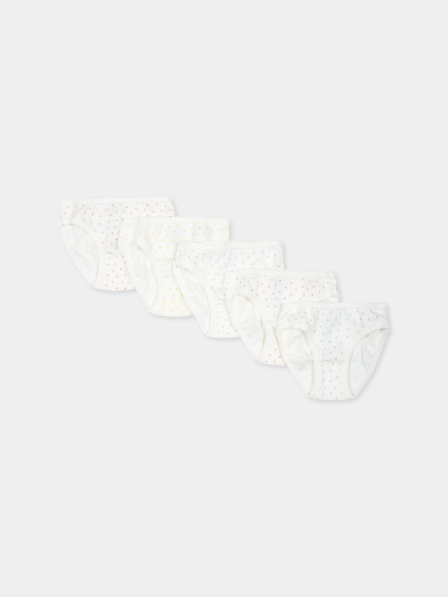 Set slip bianco per bambina con cuori all over,Petit Bateau,A0A45 VARIANTE 1 00