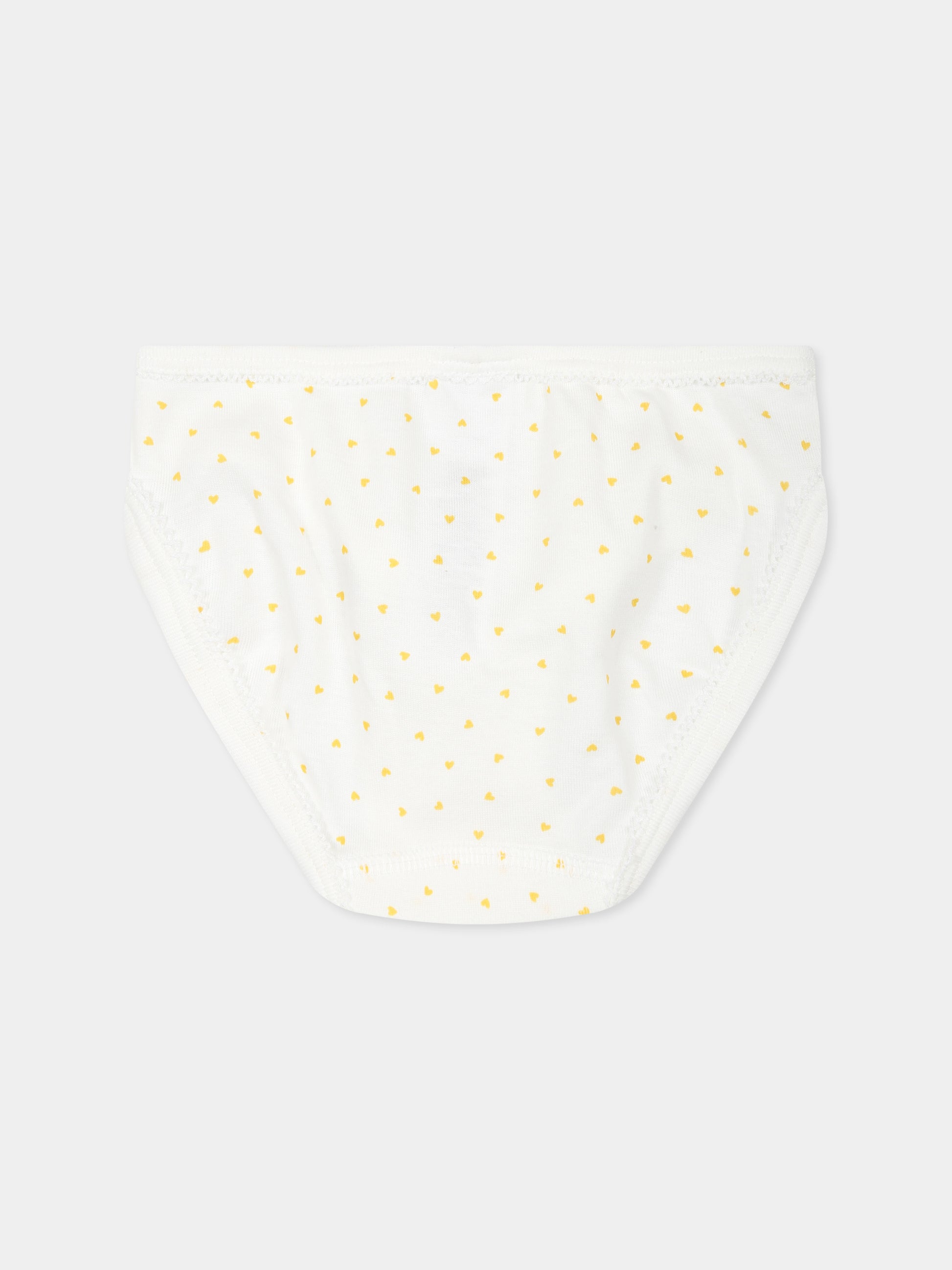 Set slip bianco per bambina con cuori all over,Petit Bateau,A0A45 VARIANTE 1 00