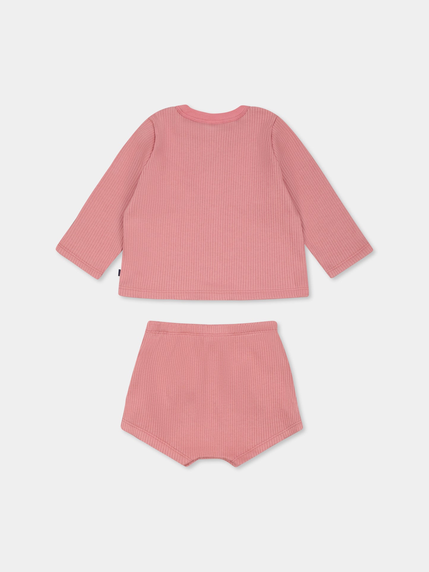 Completo rosa per neonata con ricami,Petit Bateau,A0CGP ROSEWOOD/MULTICO 01