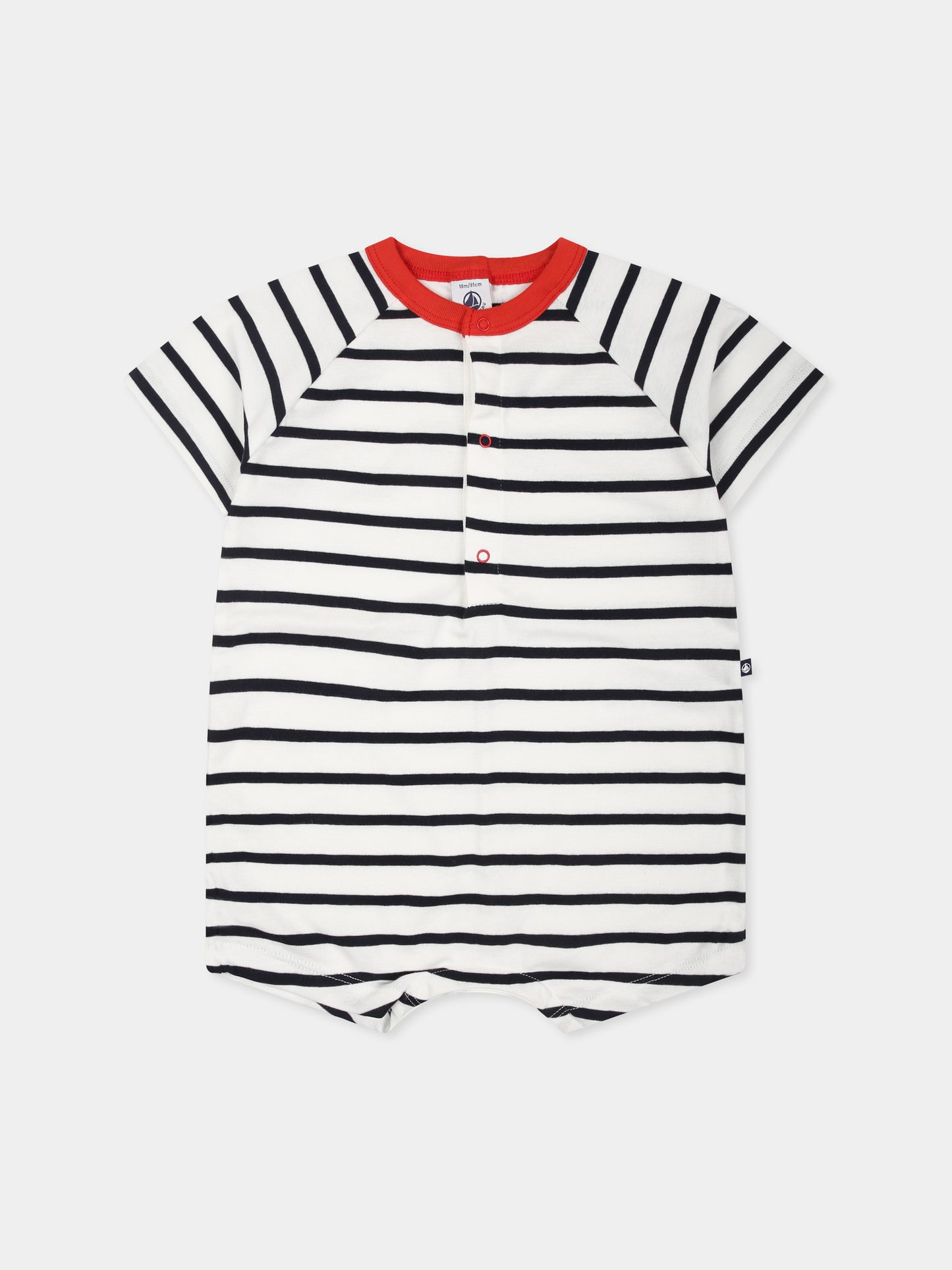 Pagliaccetto bianco per neonato con righe,Petit Bateau,A0CV3 MARSHMALLOW/SMOKING 01