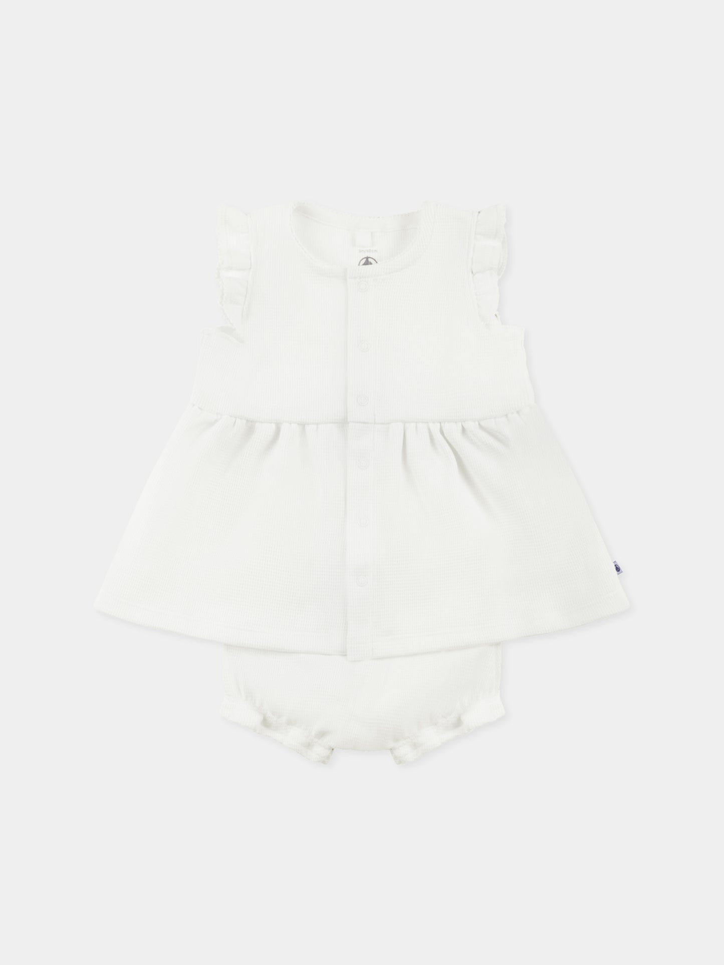 Vestito bianco per neonata,Petit Bateau,A0CHG MARSHMALLOW 02