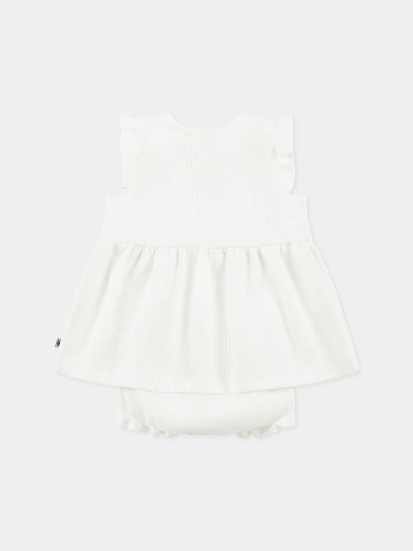 Vestito bianco per neonata,Petit Bateau,A0CHG MARSHMALLOW 02