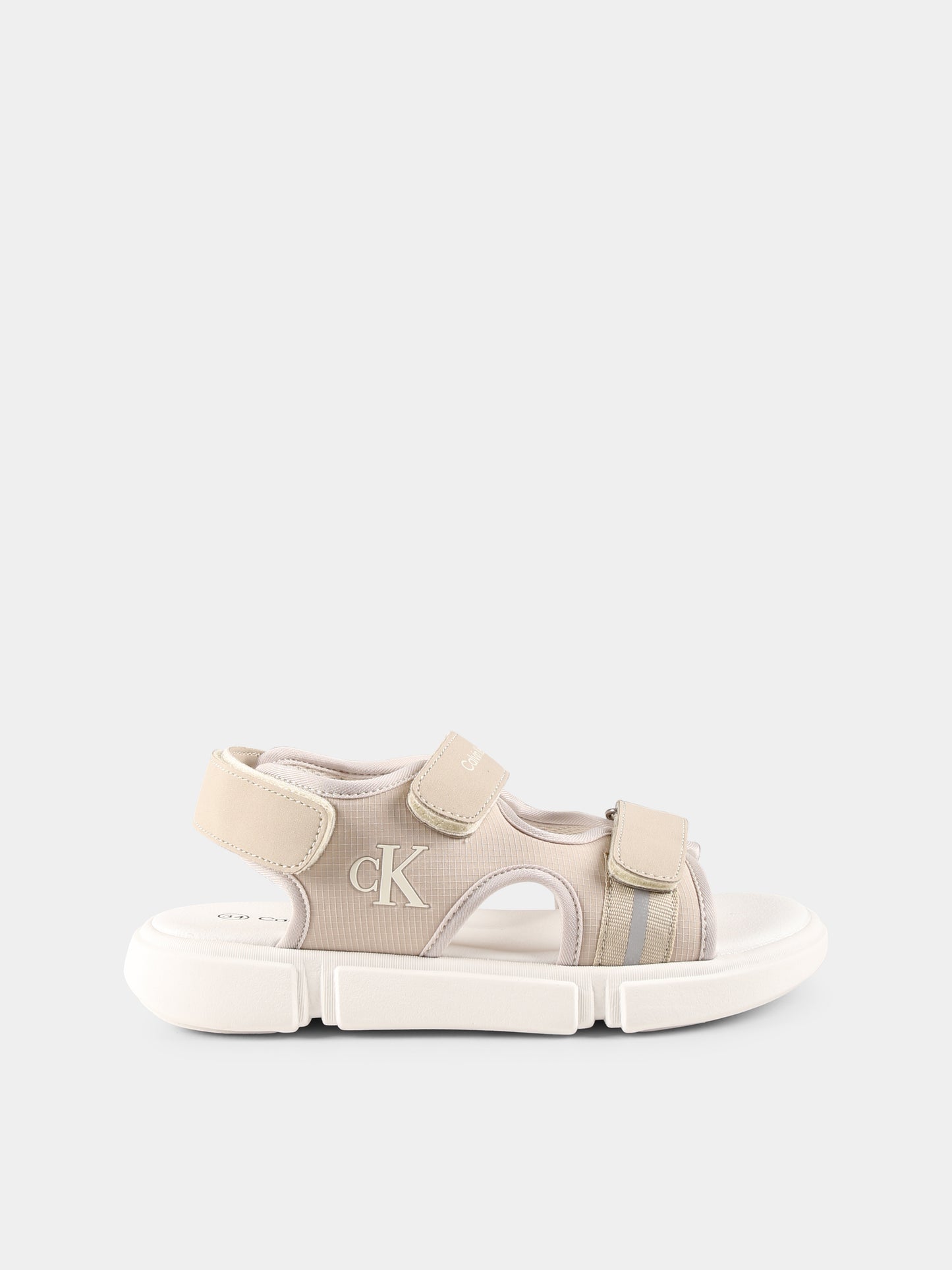 Sandali beige per bambini con logo,Calvin Klein Kids,V3B2 83024 1692503