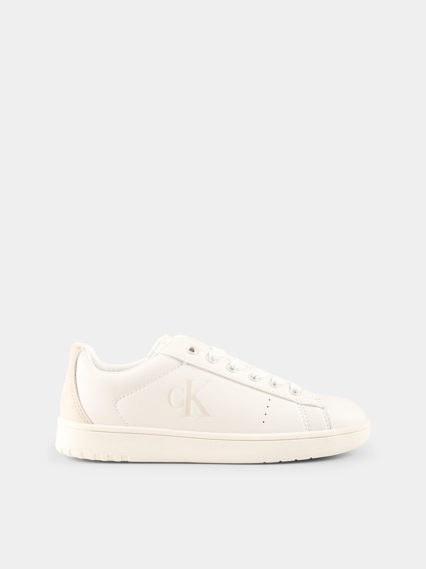 Sneakers avorio per bambini con logo,Calvin Klein Kids,V3X9 82082 1355A472