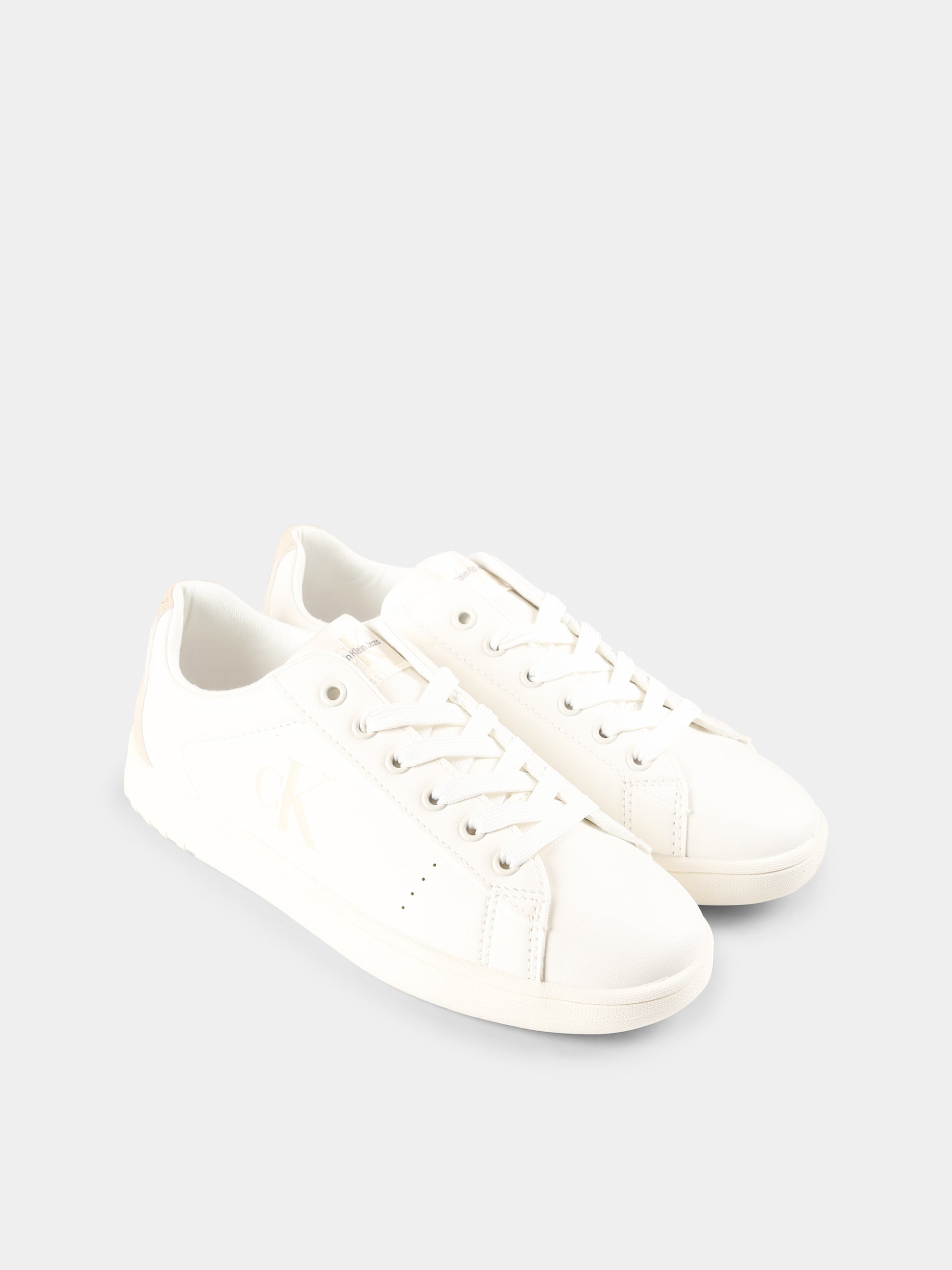Sneakers avorio per bambini con logo,Calvin Klein Kids,V3X9 82082 1355A472
