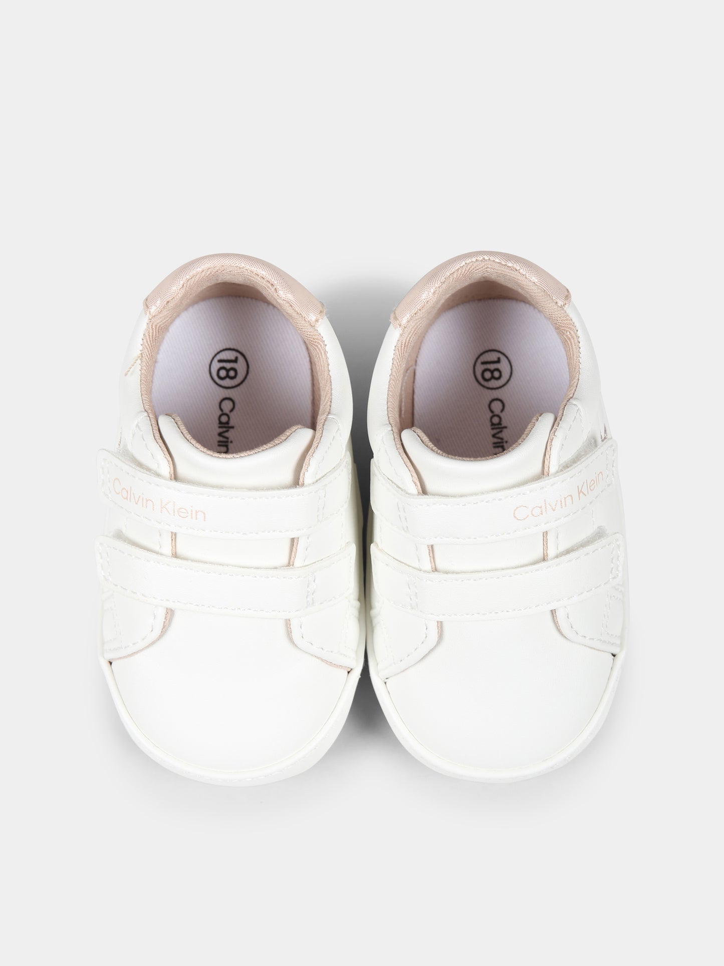 Sneakers avorio per neonata con logo,Calvin Klein Kids,V0A9 82005 1582A704