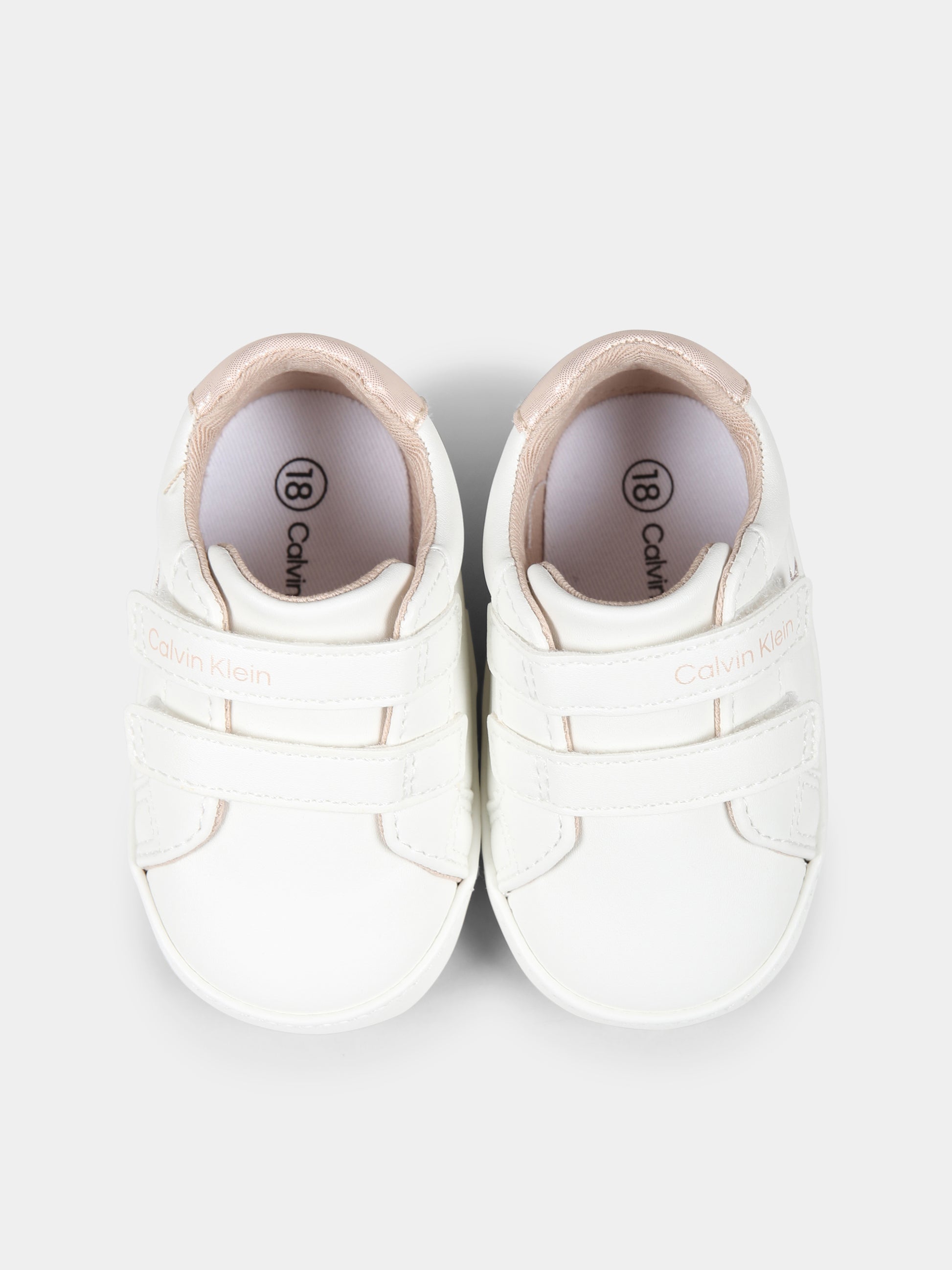 Sneakers avorio per neonata con logo,Calvin Klein Kids,V0A9 82005 1582A704