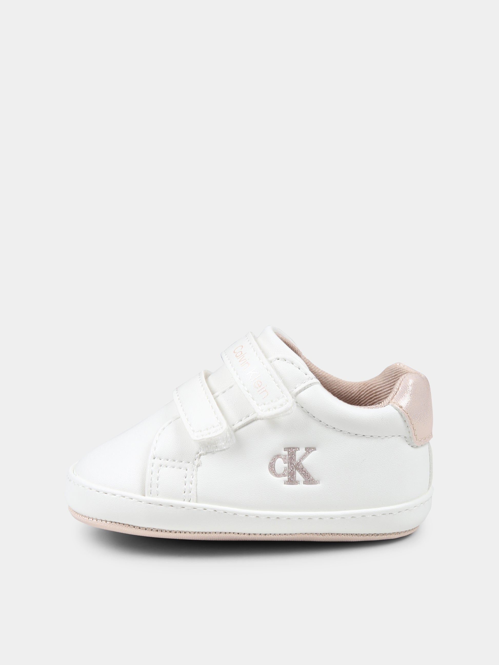 Sneakers avorio per neonata con logo,Calvin Klein Kids,V0A9 82005 1582A704